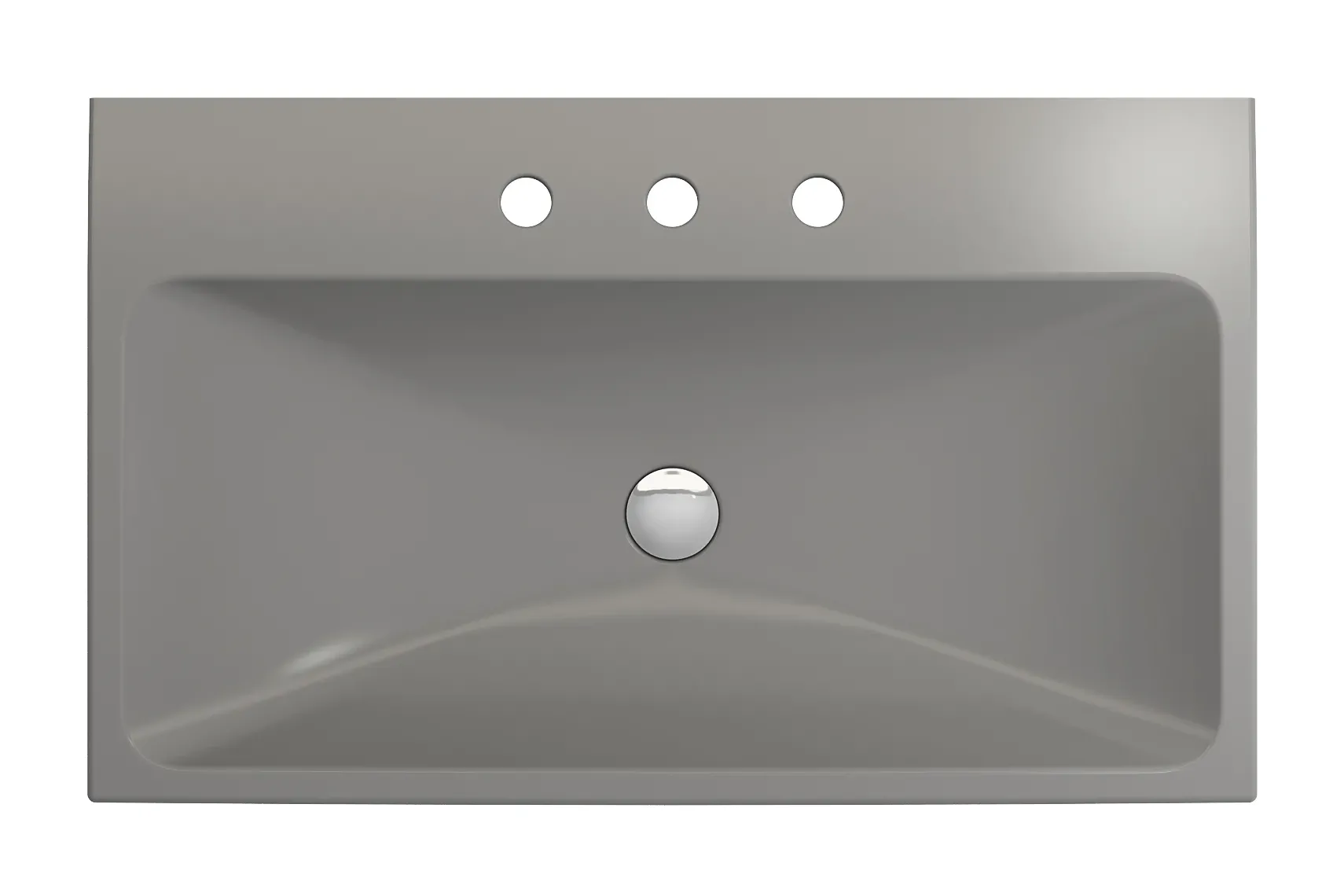 BOCCHI Scala 32" Rectangle Wallmount Fireclay Bathroom Sink, Matte Gray, 3 Faucet Hole, 1078-006-0127