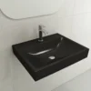 BOCCHI Scala 24" Rectangle Wallmount Fireclay Bathroom Sink, Matte Black, Single Faucet Hole, 1077-004-0126