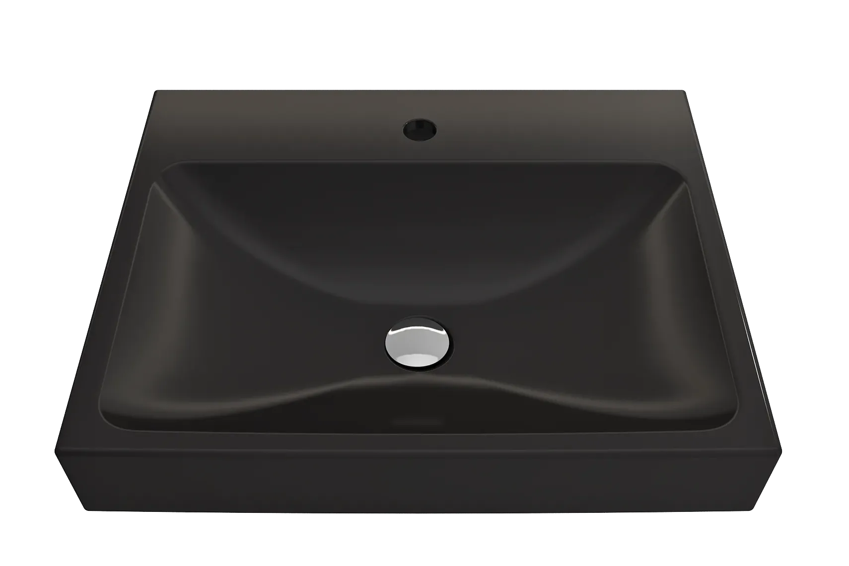 BOCCHI Scala 24" Rectangle Wallmount Fireclay Bathroom Sink, Matte Black, Single Faucet Hole, 1077-004-0126