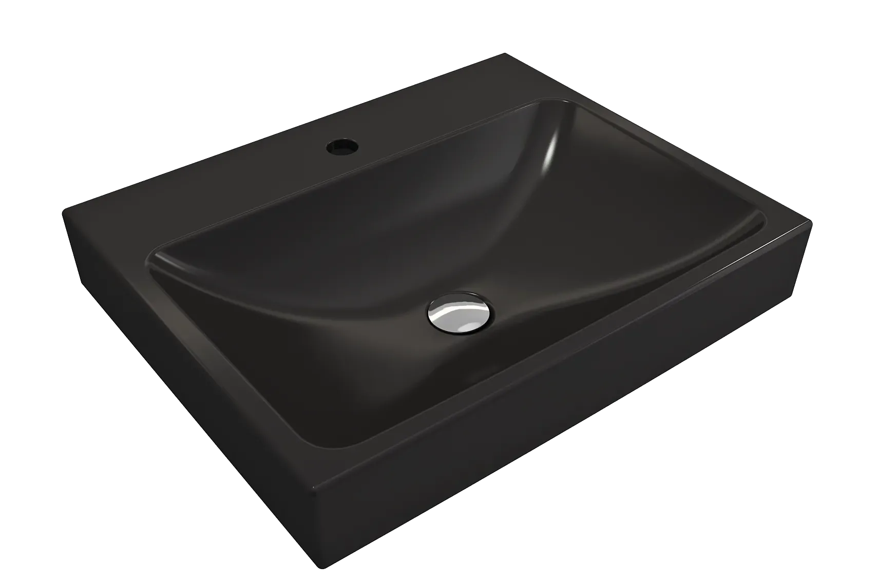 BOCCHI Scala 24" Rectangle Wallmount Fireclay Bathroom Sink, Matte Black, Single Faucet Hole, 1077-004-0126