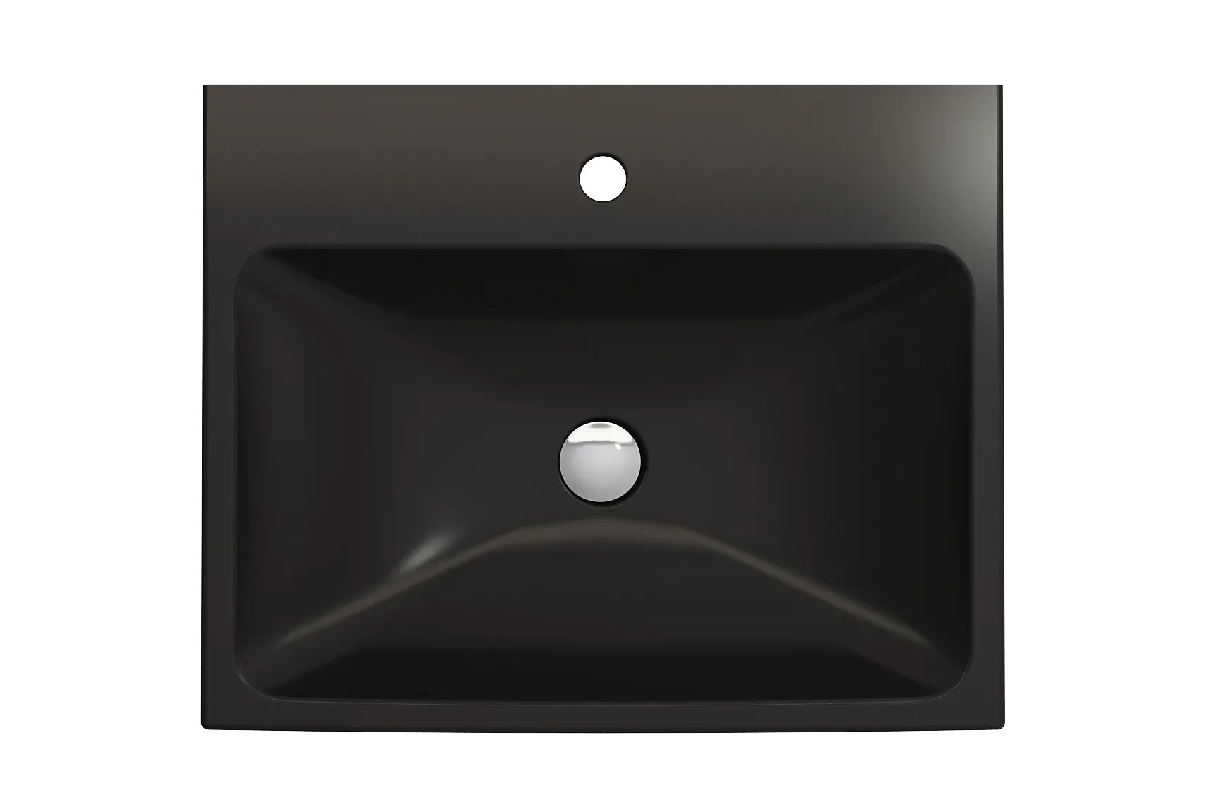 BOCCHI Scala 24" Rectangle Wallmount Fireclay Bathroom Sink, Matte Black, Single Faucet Hole, 1077-004-0126