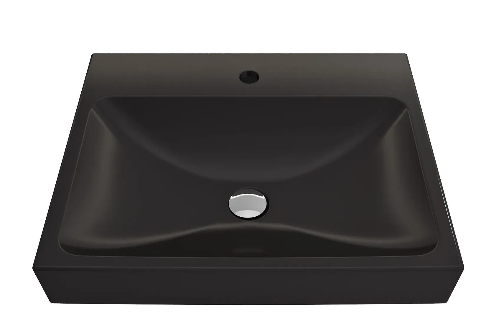 BOCCHI Scala 24" Rectangle Wallmount Fireclay Bathroom Sink, Matte Black, Single Faucet Hole, 1077-004-0126