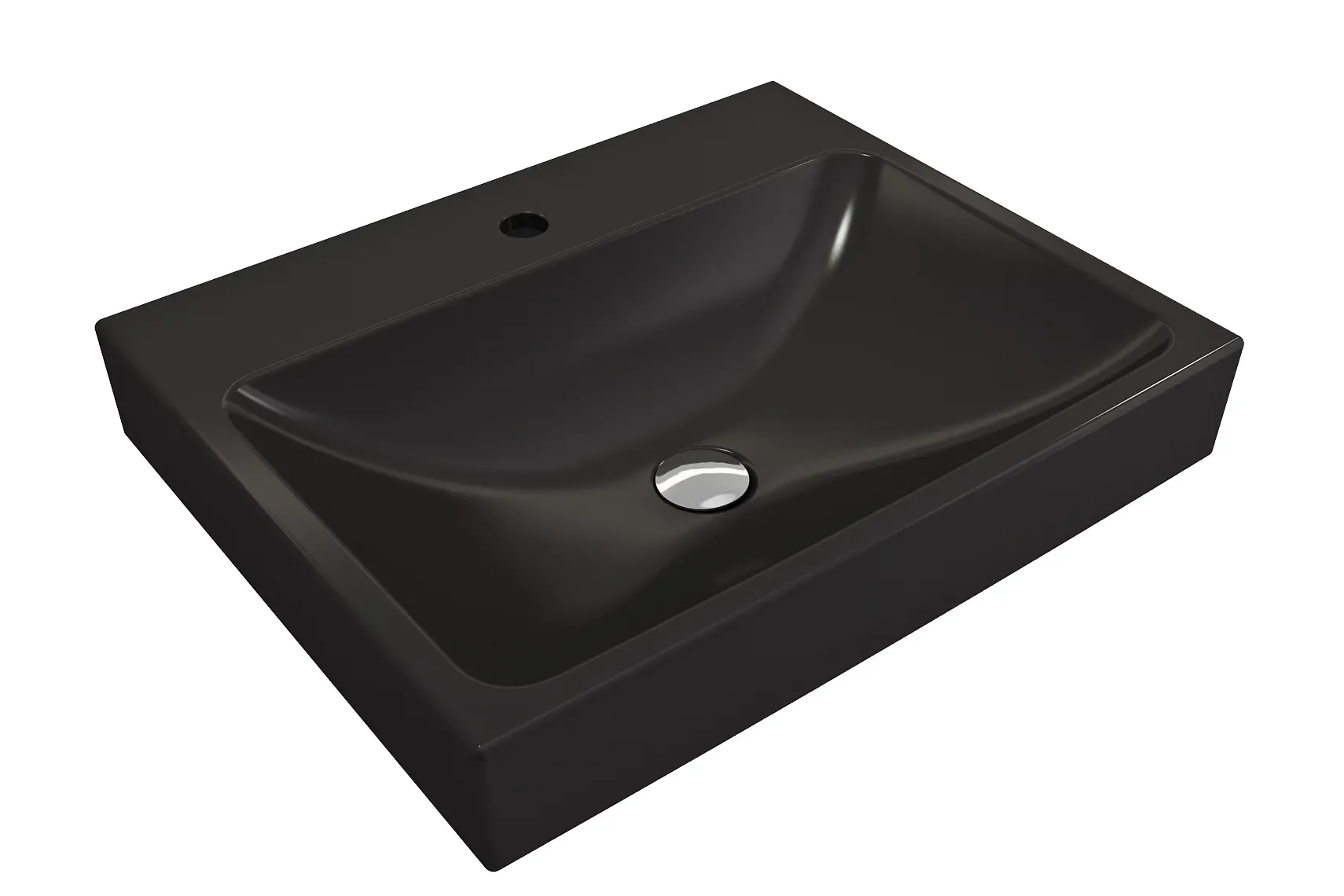 BOCCHI Scala 24" Rectangle Wallmount Fireclay Bathroom Sink, Matte Black, Single Faucet Hole, 1077-004-0126