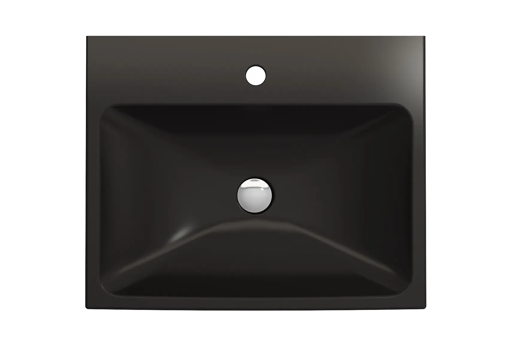 BOCCHI Scala 24" Rectangle Wallmount Fireclay Bathroom Sink, Matte Black, Single Faucet Hole, 1077-004-0126