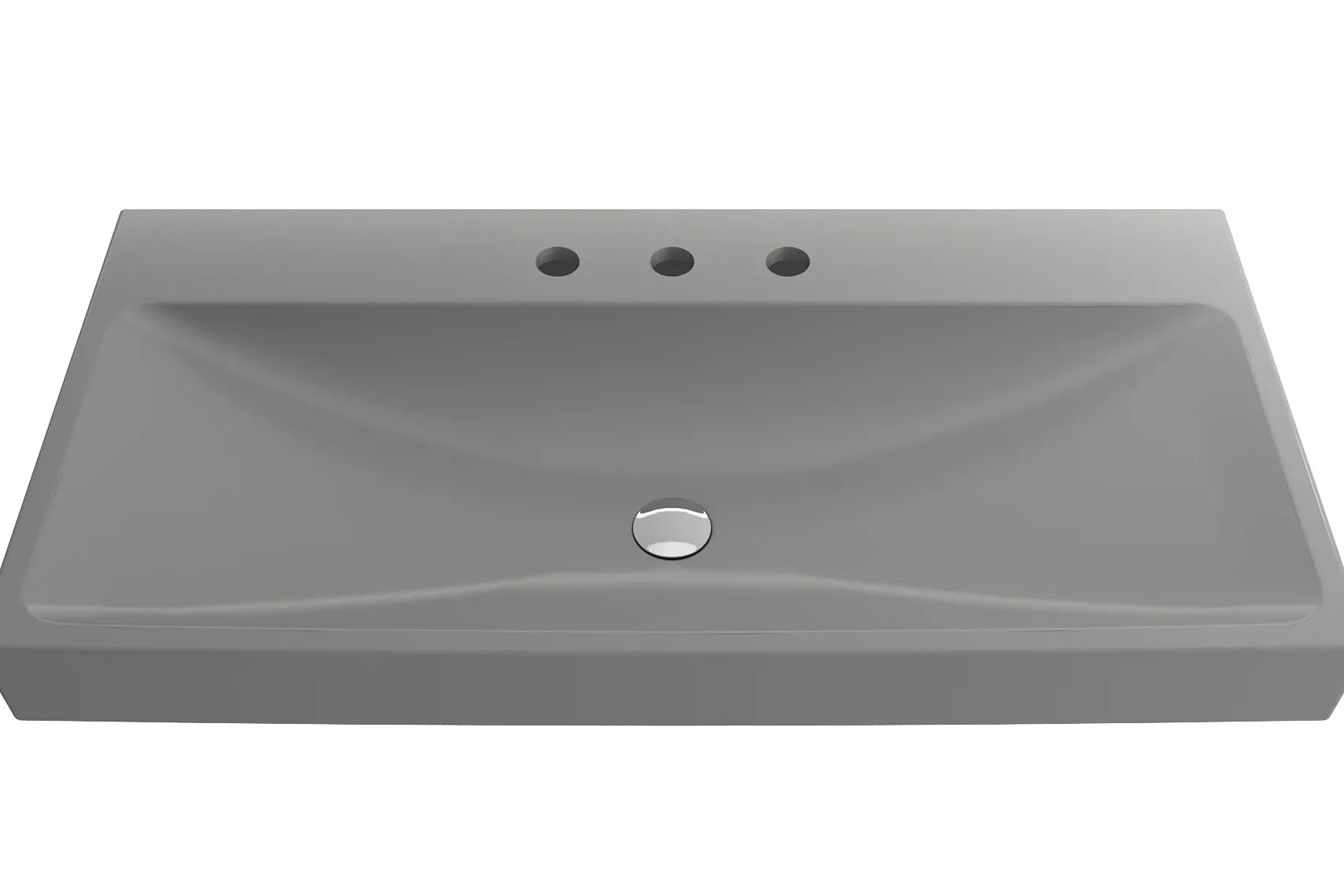 BOCCHI Scala 40" Rectangle Wallmount Fireclay Bathroom Sink, Matte Gray, 3 Faucet Hole, 1079-006-0127