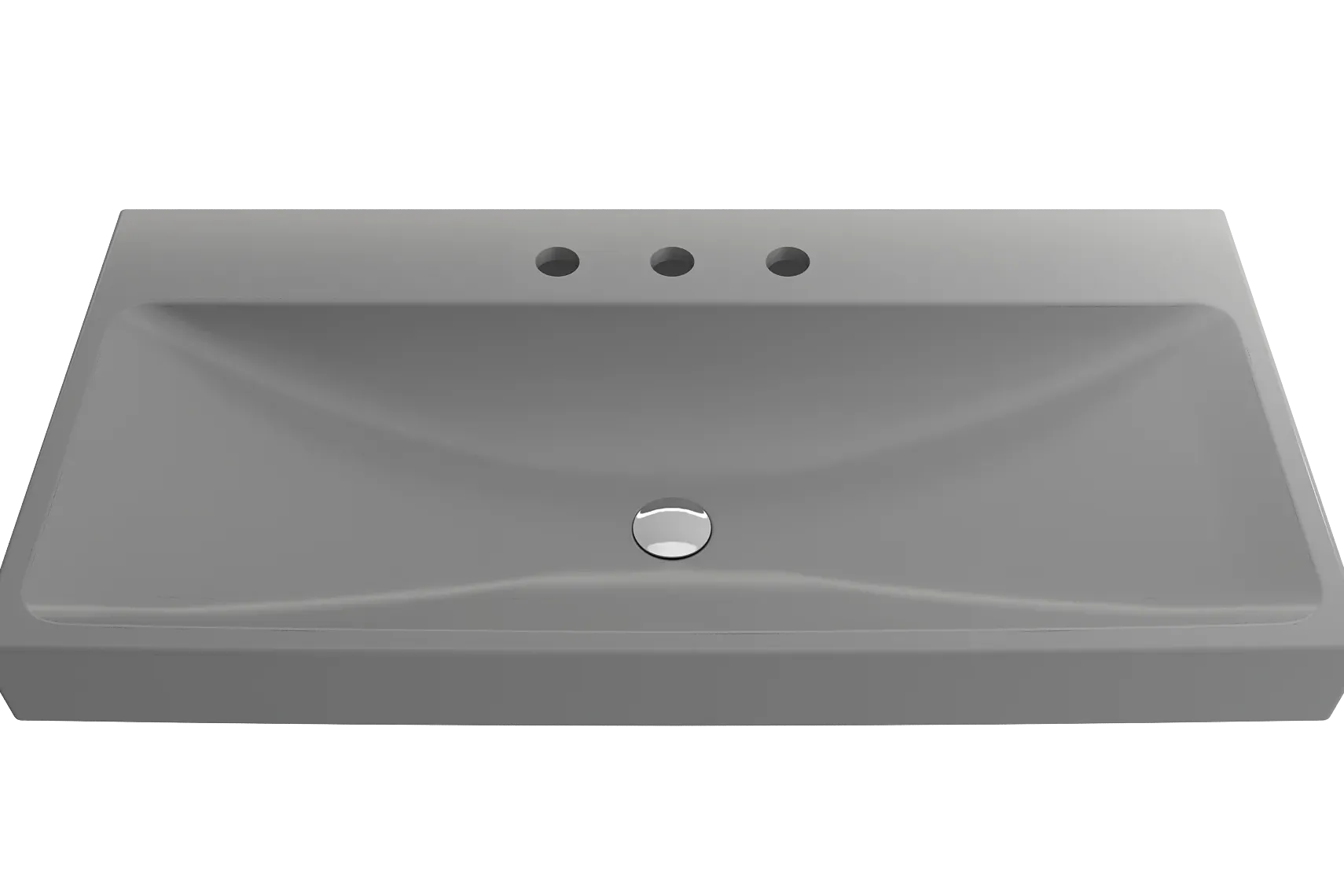 BOCCHI Scala 40" Rectangle Wallmount Fireclay Bathroom Sink, Matte Gray, 3 Faucet Hole, 1079-006-0127