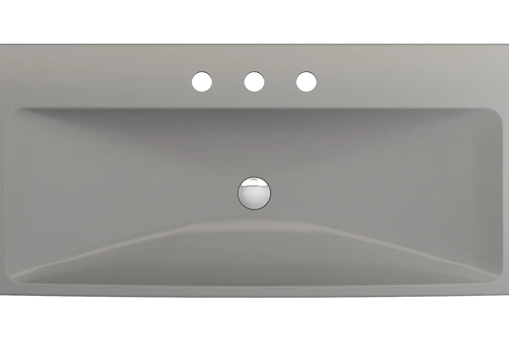 BOCCHI Scala 40" Rectangle Wallmount Fireclay Bathroom Sink, Matte Gray, 3 Faucet Hole, 1079-006-0127
