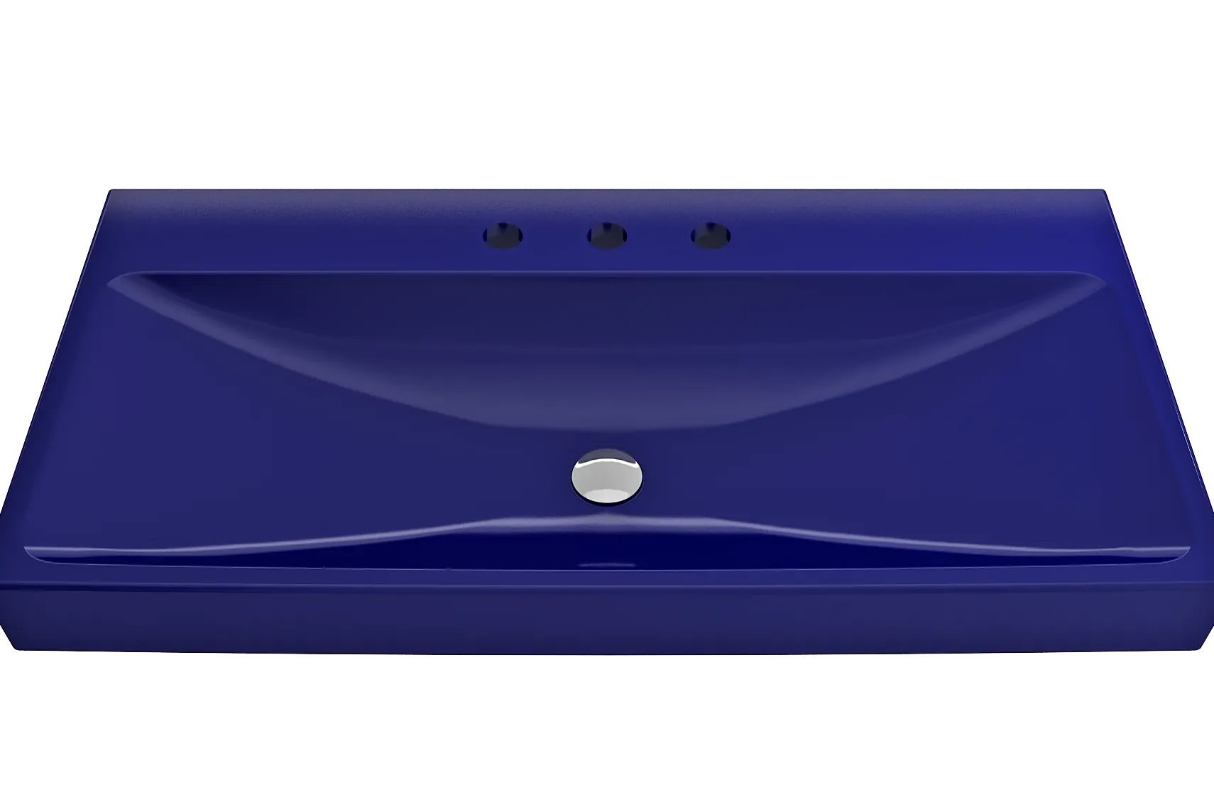 BOCCHI Scala 40" Rectangle Wallmount Fireclay Bathroom Sink, Sapphire Blue, 3 Faucet Hole, 1079-010-0127