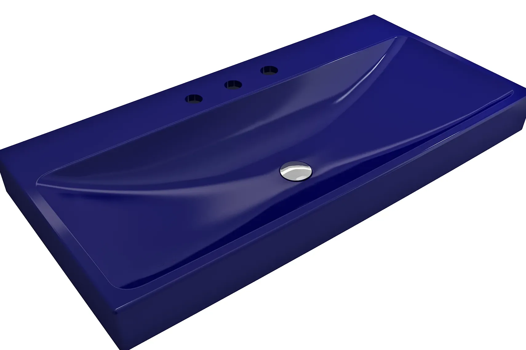 BOCCHI Scala 40" Rectangle Wallmount Fireclay Bathroom Sink, Sapphire Blue, 3 Faucet Hole, 1079-010-0127