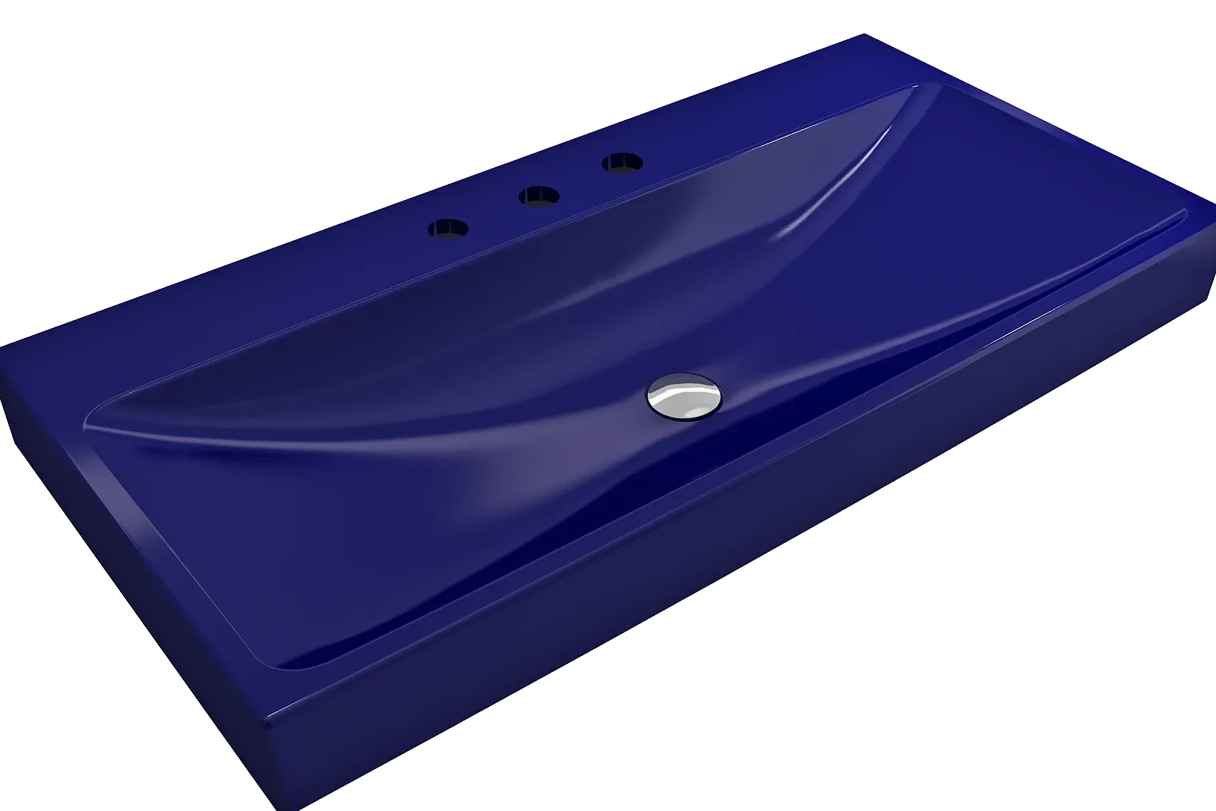BOCCHI Scala 40" Rectangle Wallmount Fireclay Bathroom Sink, Sapphire Blue, 3 Faucet Hole, 1079-010-0127