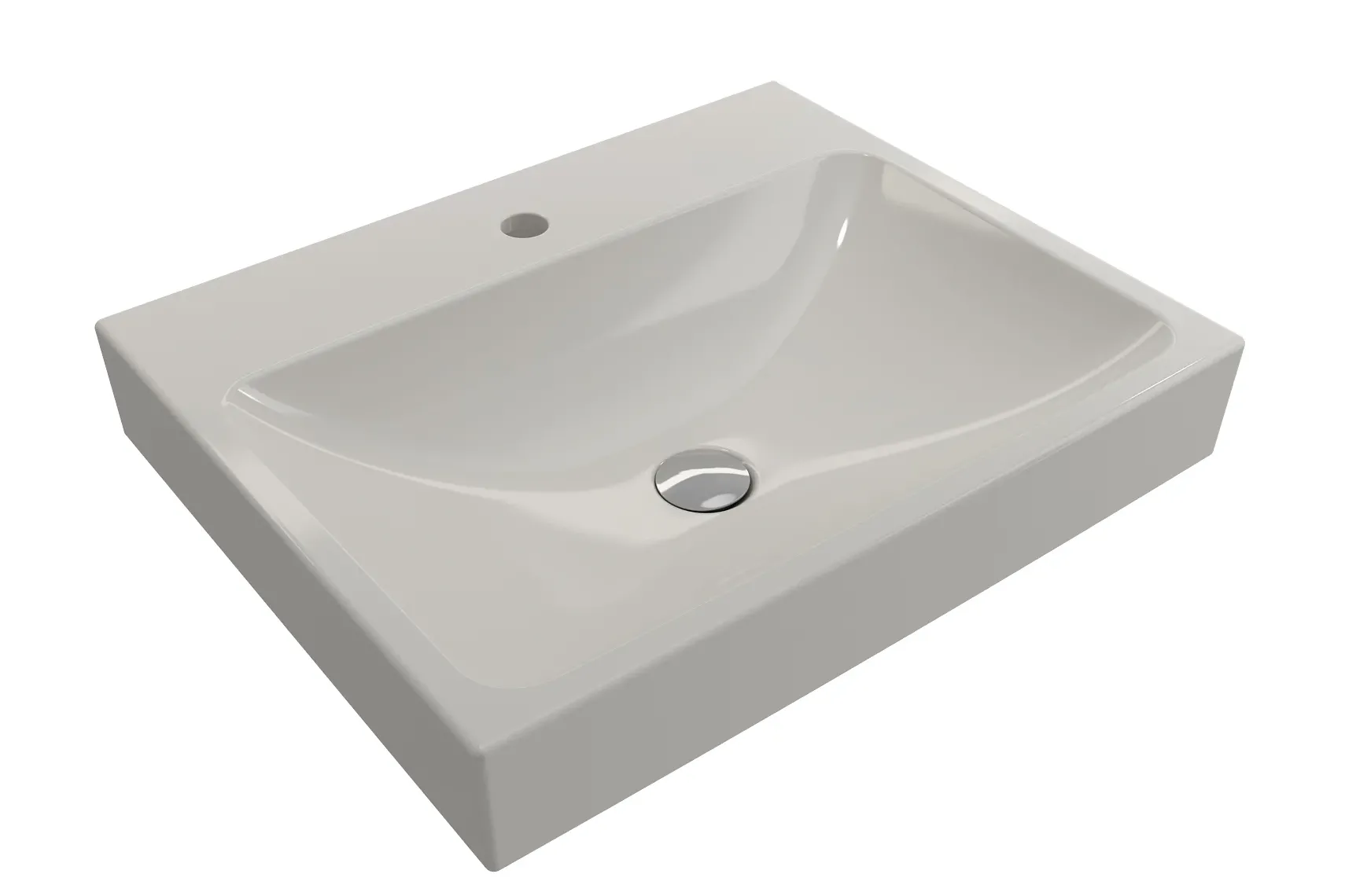 BOCCHI Scala 24" Rectangle Wallmount Fireclay Bathroom Sink, Biscuit, Single Faucet Hole, 1077-014-0126