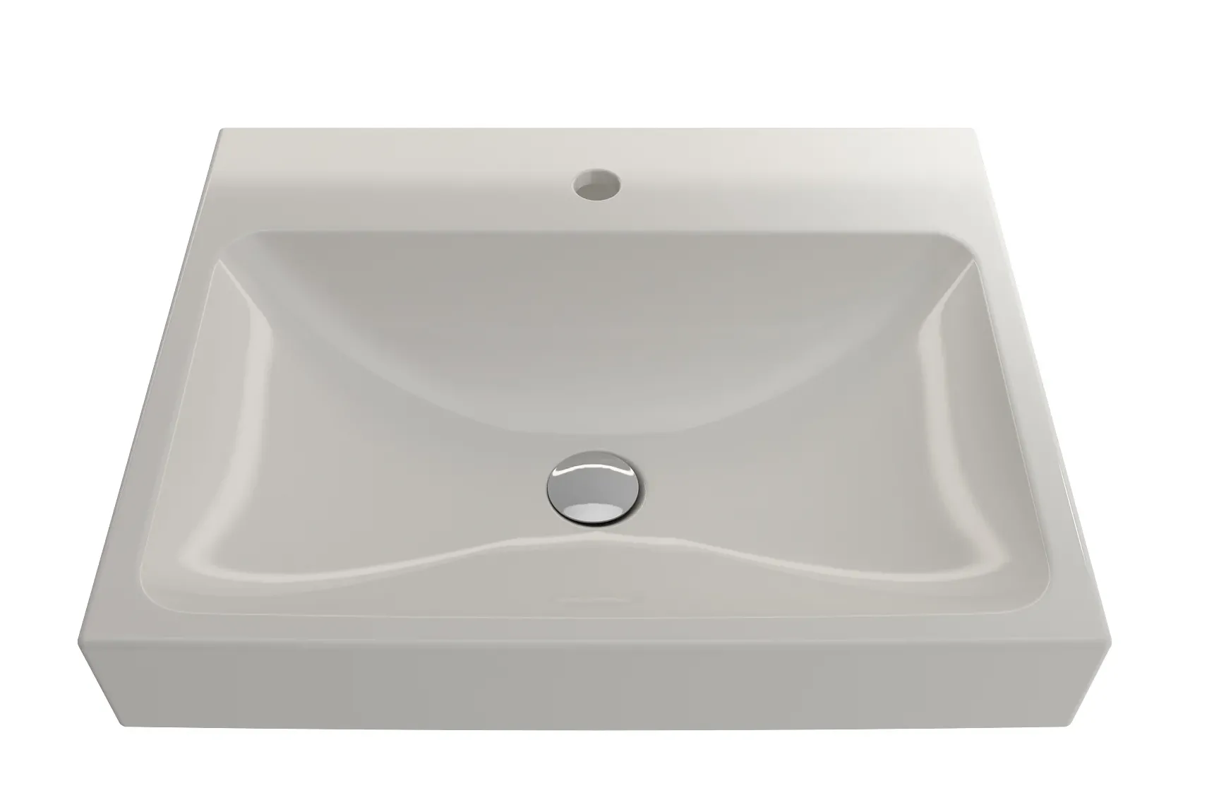 BOCCHI Scala 24" Rectangle Wallmount Fireclay Bathroom Sink, Biscuit, Single Faucet Hole, 1077-014-0126