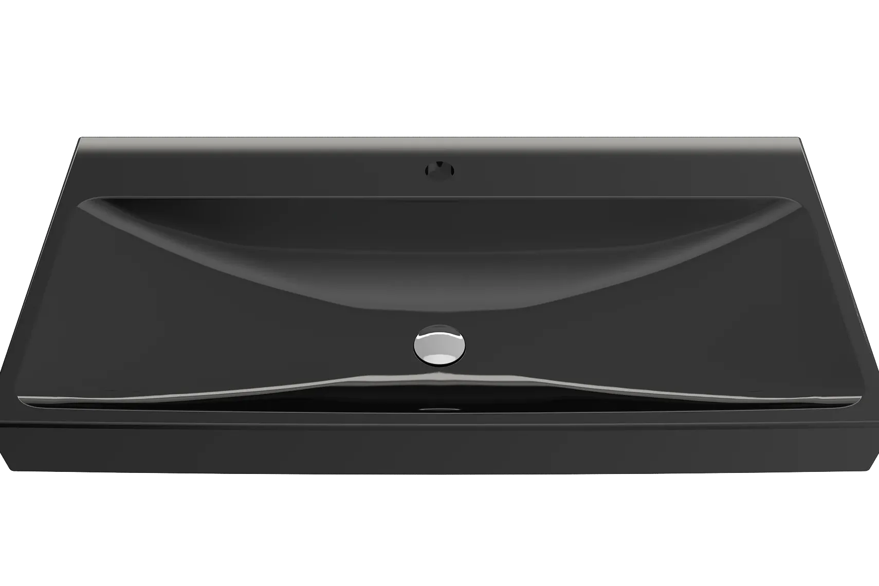 BOCCHI Scala 40" Rectangle Wallmount Fireclay Bathroom Sink, Black, Single Faucet Hole, 1079-005-0126