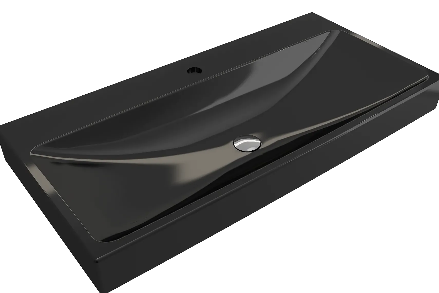 BOCCHI Scala 40" Rectangle Wallmount Fireclay Bathroom Sink, Black, Single Faucet Hole, 1079-005-0126