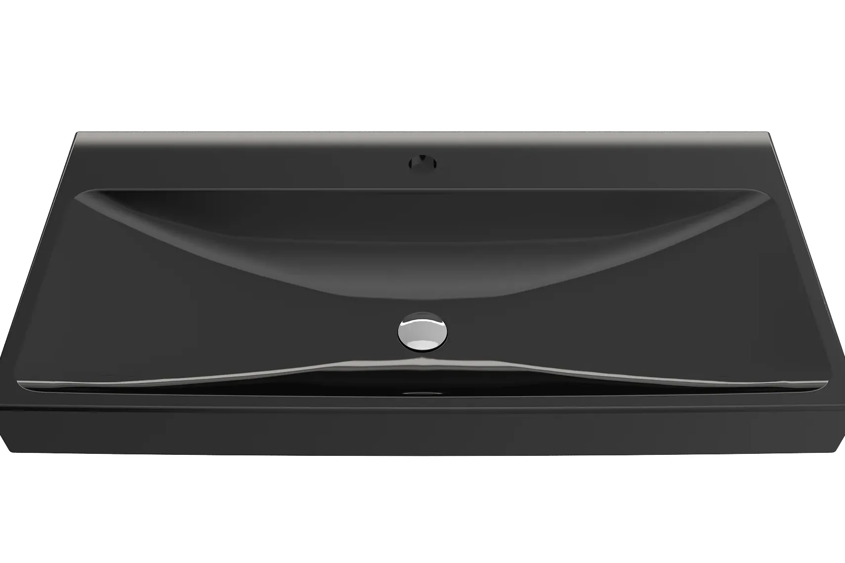 BOCCHI Scala 40" Rectangle Wallmount Fireclay Bathroom Sink, Black, Single Faucet Hole, 1079-005-0126