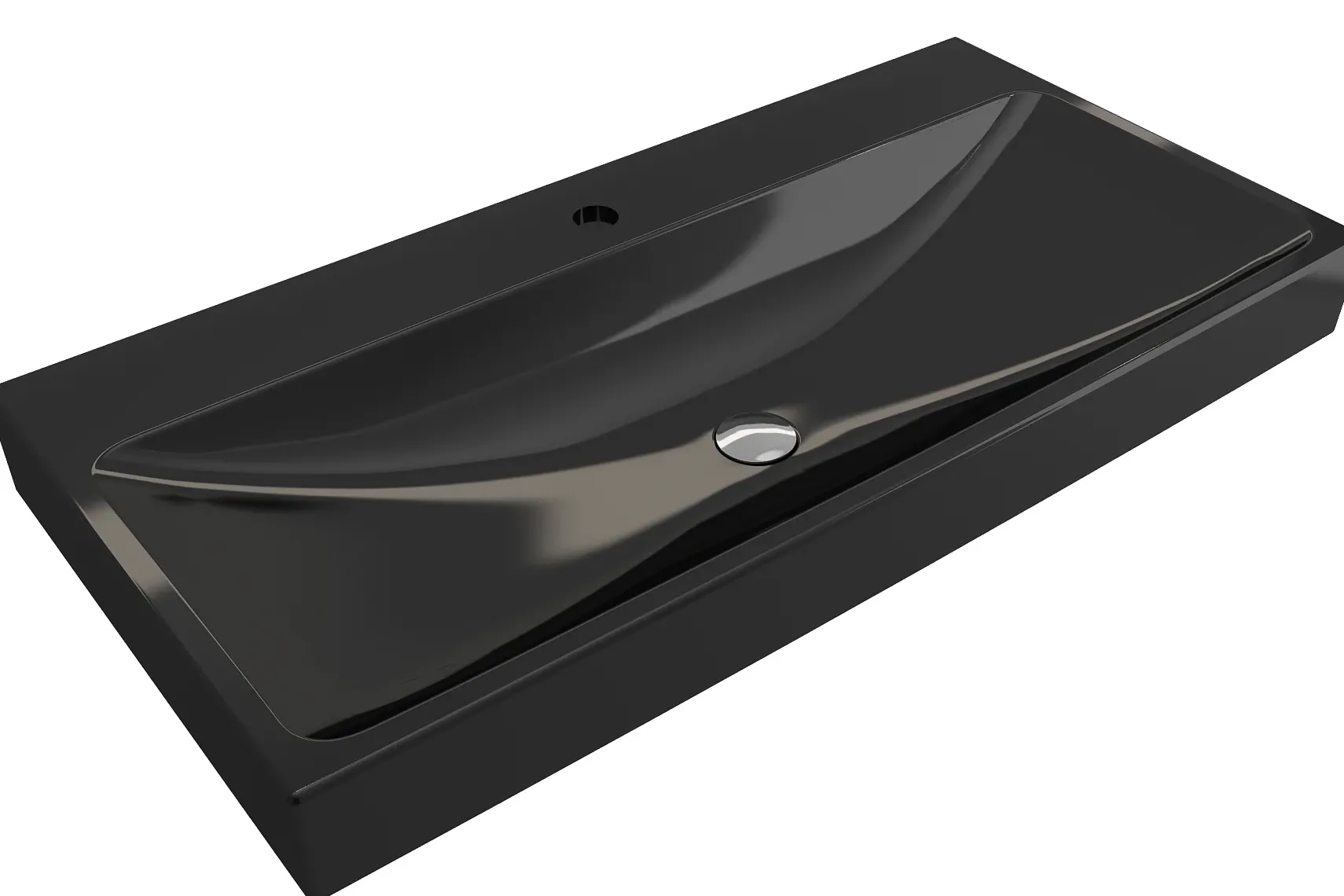 BOCCHI Scala 40" Rectangle Wallmount Fireclay Bathroom Sink, Black, Single Faucet Hole, 1079-005-0126
