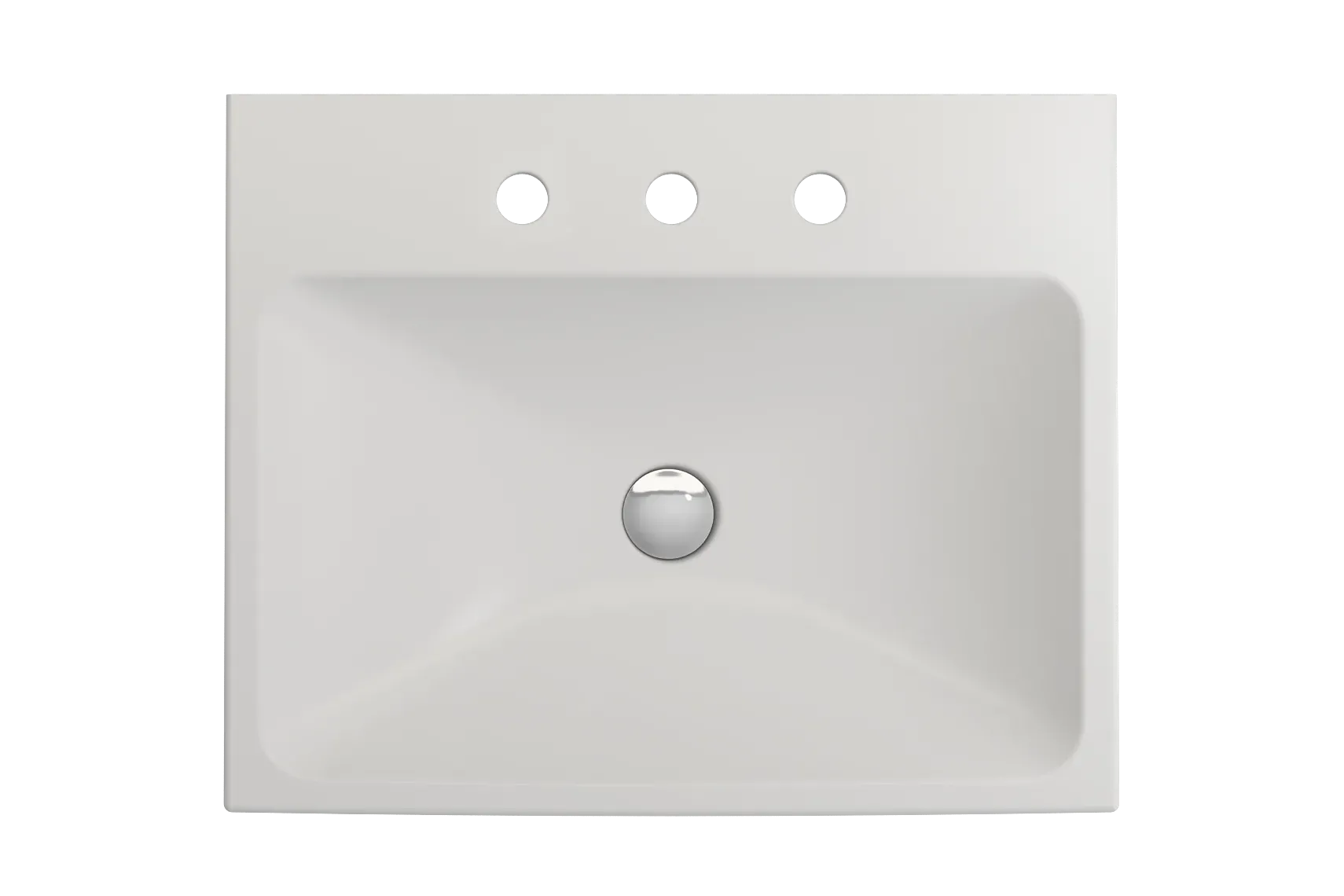 BOCCHI Scala 24" Rectangle Wallmount Fireclay Bathroom Sink, Matte White, 3 Faucet Hole, 1077-002-0127
