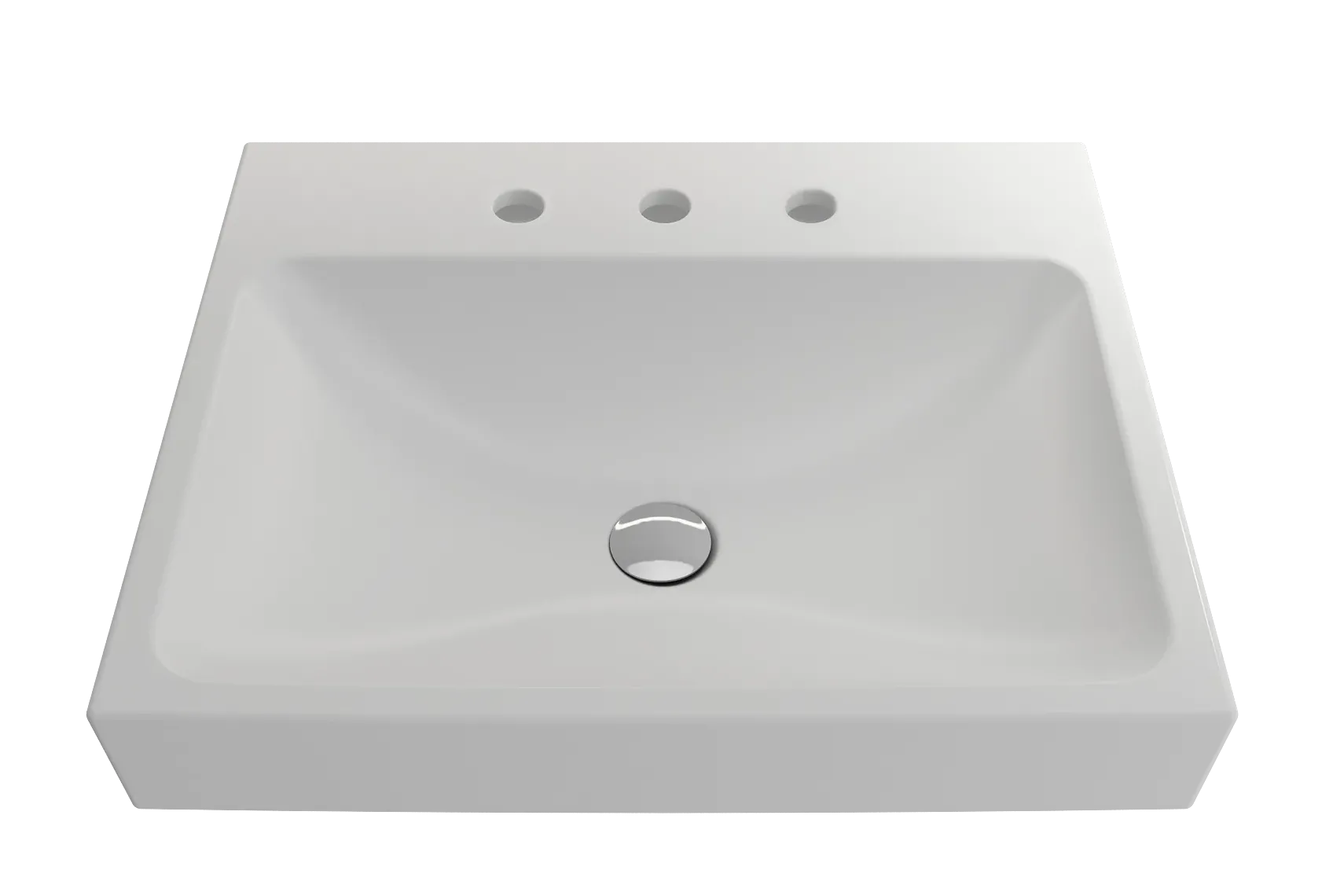 BOCCHI Scala 24" Rectangle Wallmount Fireclay Bathroom Sink, Matte White, 3 Faucet Hole, 1077-002-0127