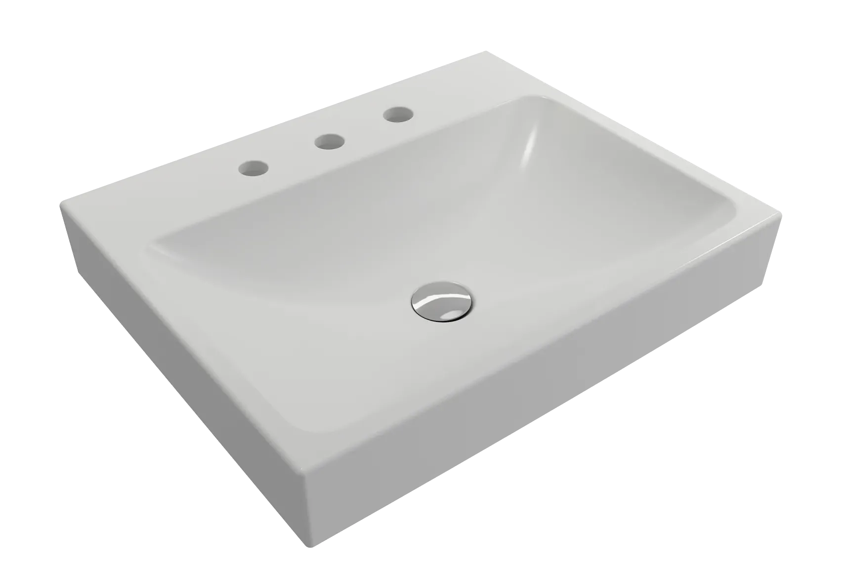 BOCCHI Scala 24" Rectangle Wallmount Fireclay Bathroom Sink, Matte White, 3 Faucet Hole, 1077-002-0127
