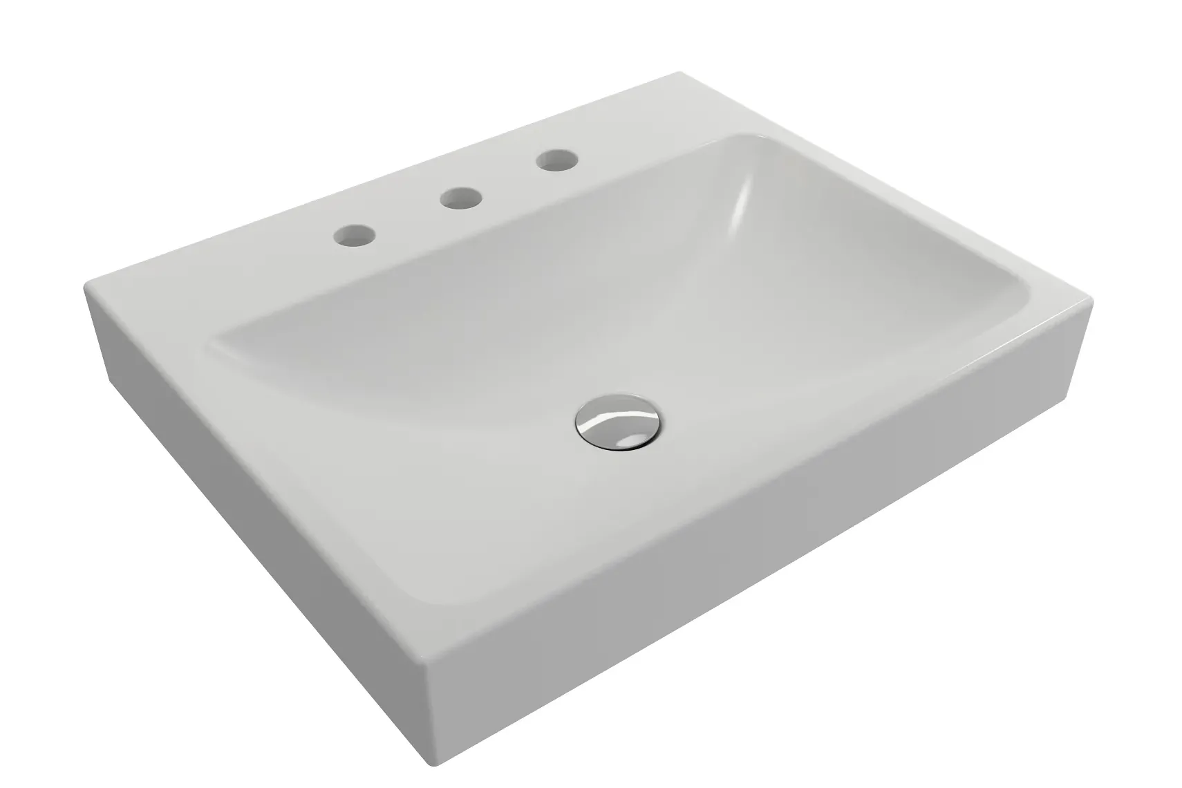BOCCHI Scala 24" Rectangle Wallmount Fireclay Bathroom Sink, Matte White, 3 Faucet Hole, 1077-002-0127