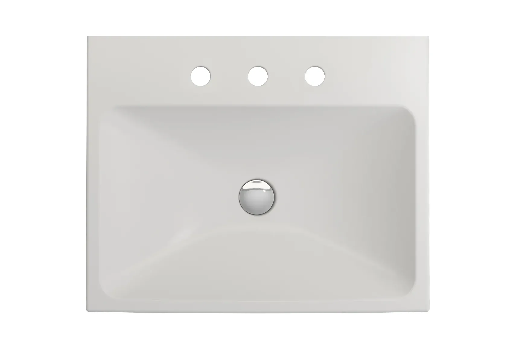 BOCCHI Scala 24" Rectangle Wallmount Fireclay Bathroom Sink, Matte White, 3 Faucet Hole, 1077-002-0127
