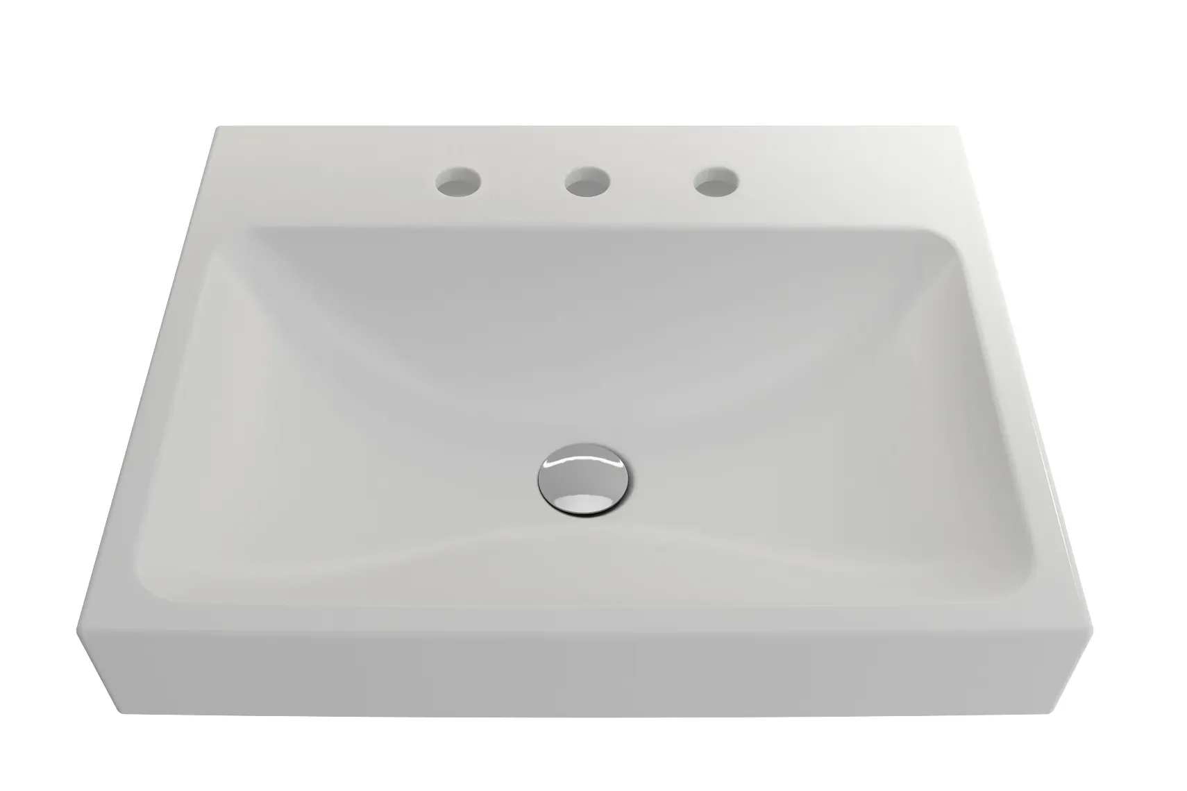 BOCCHI Scala 24" Rectangle Wallmount Fireclay Bathroom Sink, Matte White, 3 Faucet Hole, 1077-002-0127