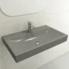 BOCCHI Scala 32" Rectangle Wallmount Fireclay Bathroom Sink, Matte Gray, Single Faucet Hole, 1078-006-0126