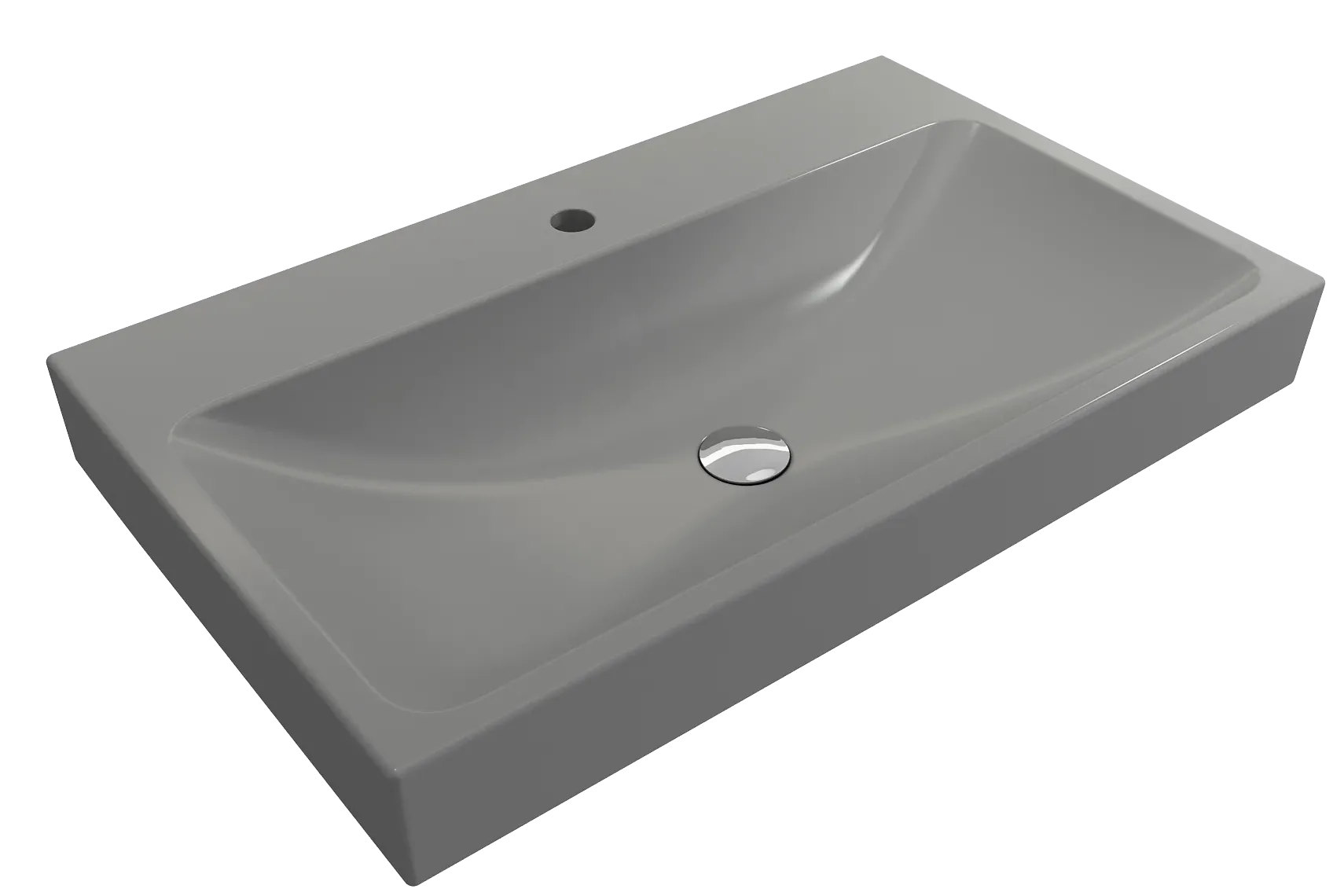 BOCCHI Scala 32" Rectangle Wallmount Fireclay Bathroom Sink, Matte Gray, Single Faucet Hole, 1078-006-0126