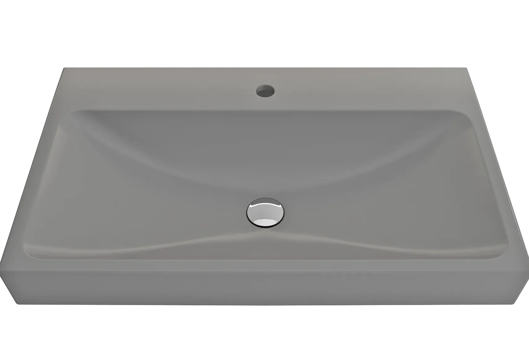 BOCCHI Scala 32" Rectangle Wallmount Fireclay Bathroom Sink, Matte Gray, Single Faucet Hole, 1078-006-0126