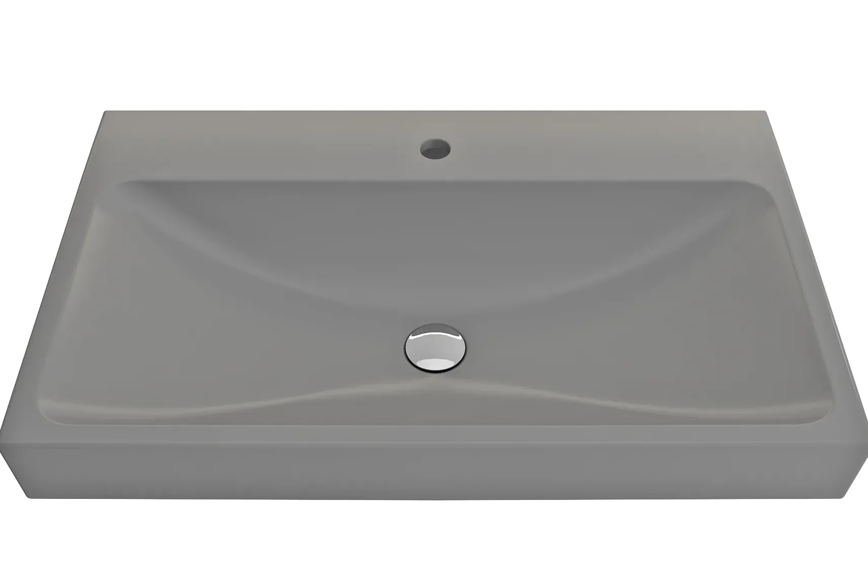 BOCCHI Scala 32" Rectangle Wallmount Fireclay Bathroom Sink, Matte Gray, Single Faucet Hole, 1078-006-0126