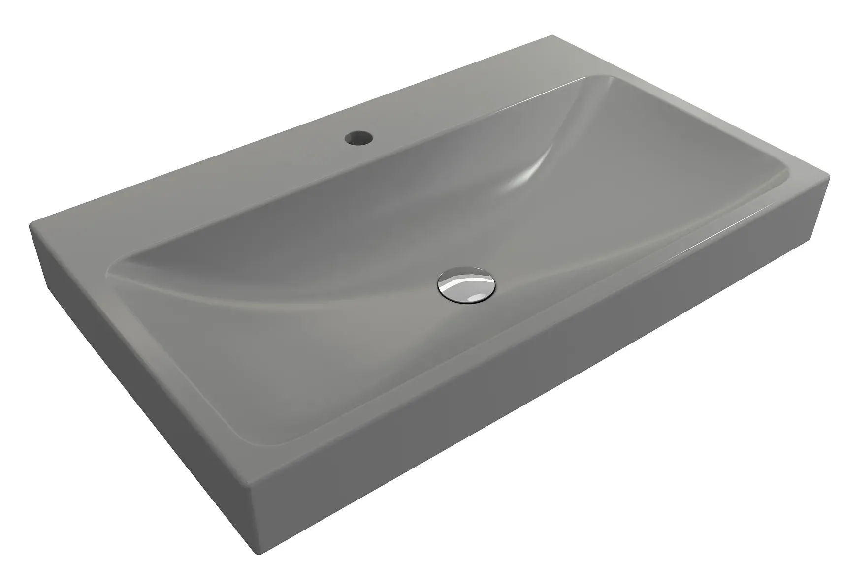 BOCCHI Scala 32" Rectangle Wallmount Fireclay Bathroom Sink, Matte Gray, Single Faucet Hole, 1078-006-0126