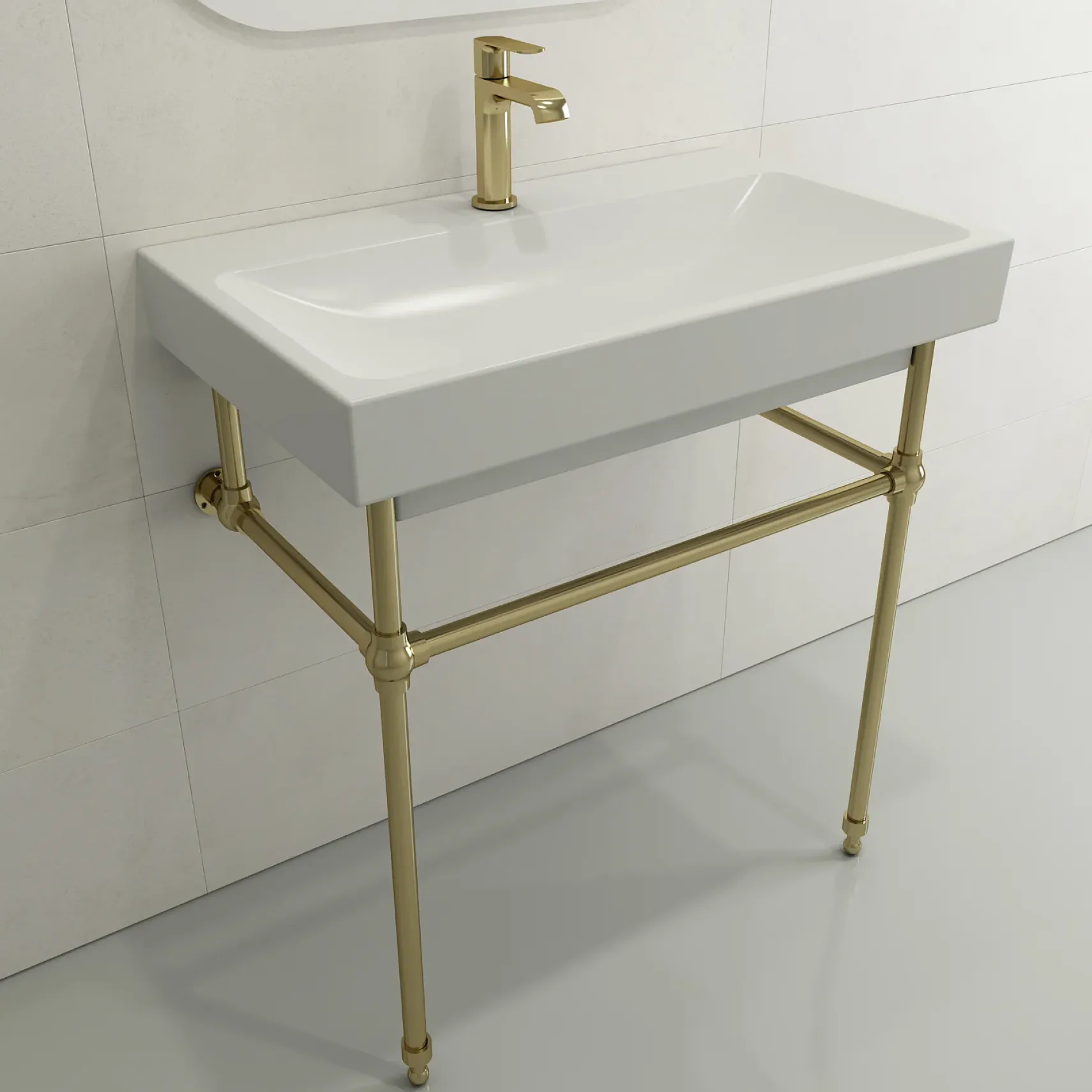 BOCCHI Scala 32" Rectangle Wallmount Fireclay Bathroom Sink, Matte White, Single Faucet Hole, 1078-002-0126