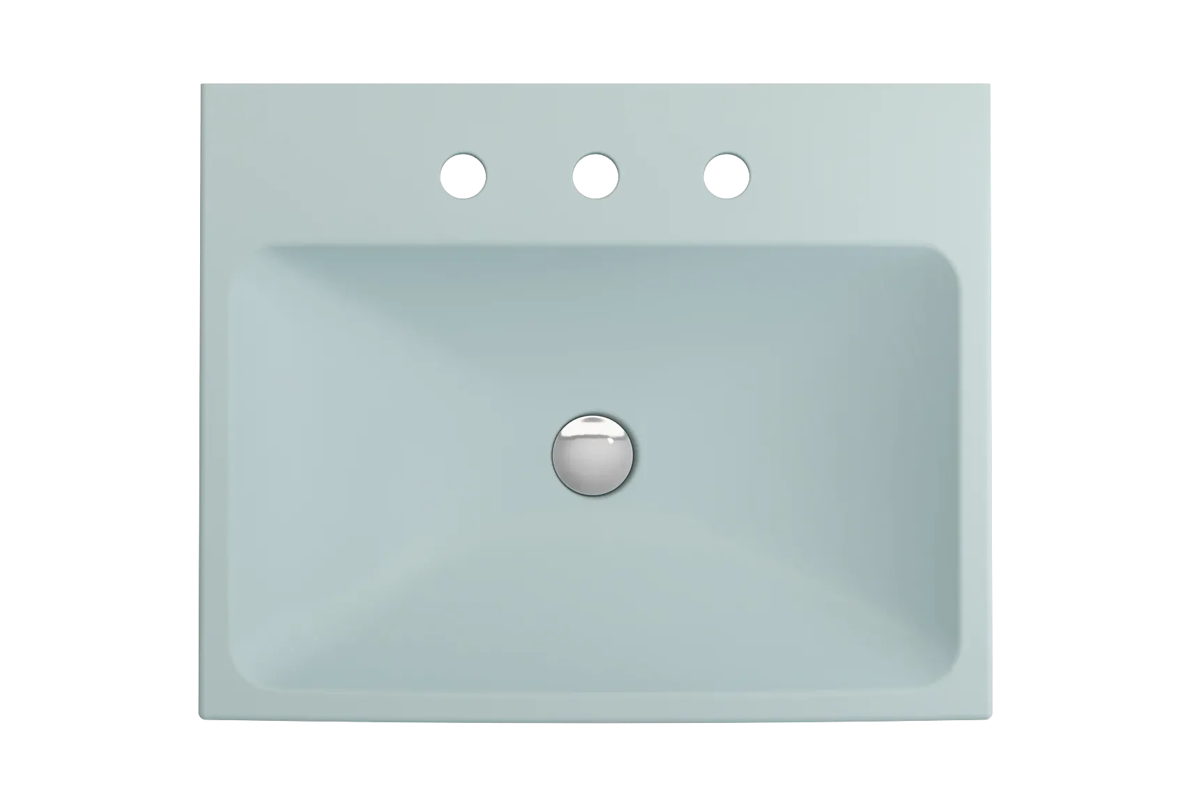 BOCCHI Scala 24" Rectangle Wallmount Fireclay Bathroom Sink, Matte Ice Blue, 3 Faucet Hole, 1077-029-0127