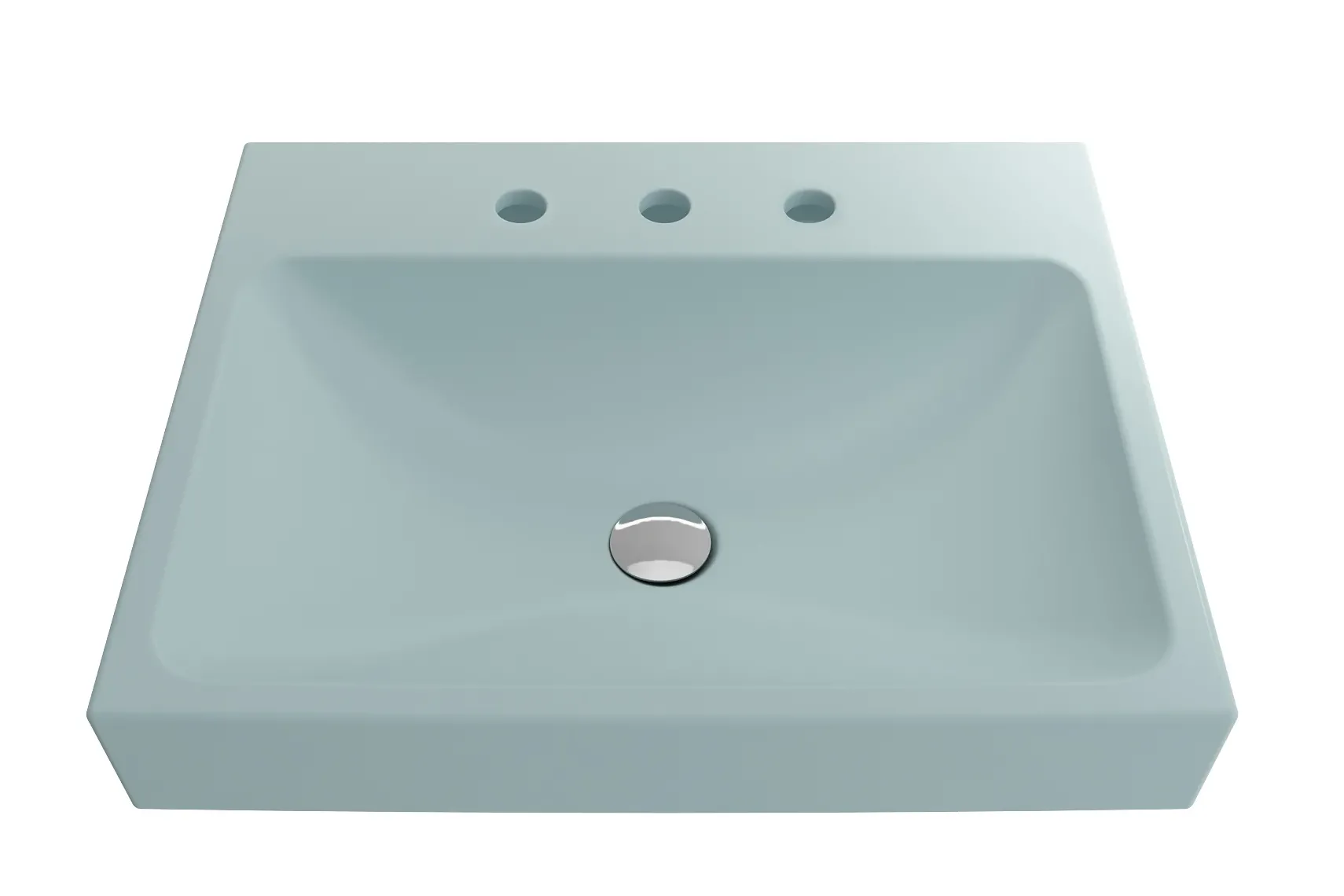 BOCCHI Scala 24" Rectangle Wallmount Fireclay Bathroom Sink, Matte Ice Blue, 3 Faucet Hole, 1077-029-0127