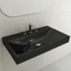 BOCCHI Scala 32" Rectangle Wallmount Fireclay Bathroom Sink, Black, 3 Faucet Hole, 1078-005-0127