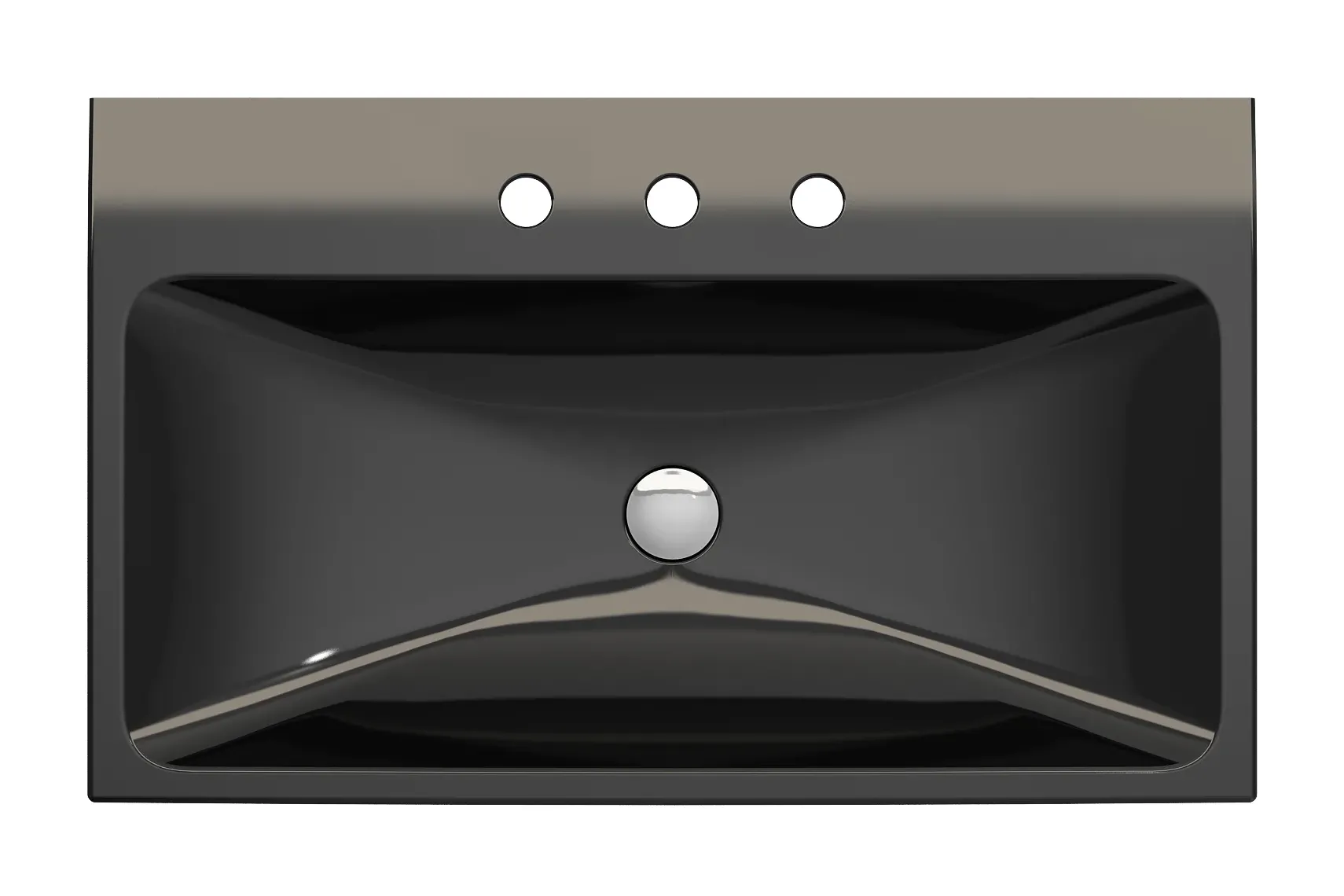 BOCCHI Scala 32" Rectangle Wallmount Fireclay Bathroom Sink, Black, 3 Faucet Hole, 1078-005-0127