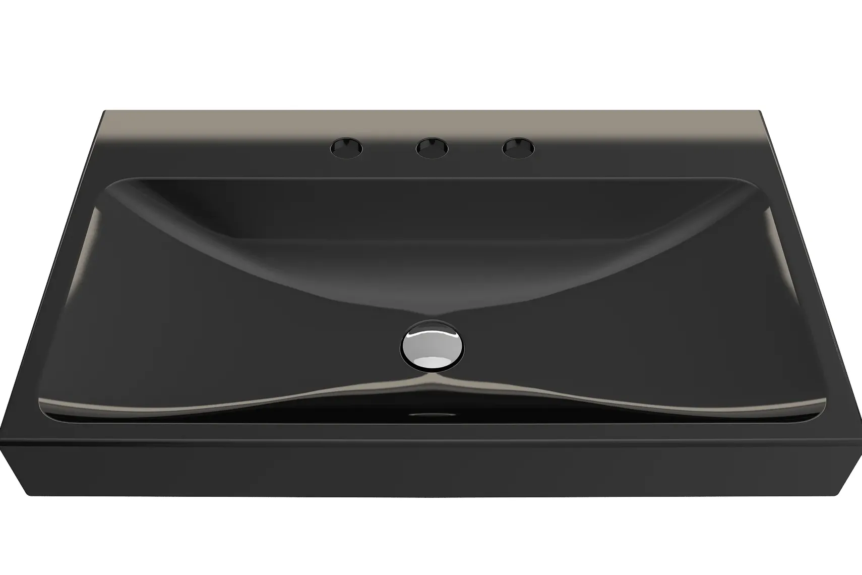 BOCCHI Scala 32" Rectangle Wallmount Fireclay Bathroom Sink, Black, 3 Faucet Hole, 1078-005-0127