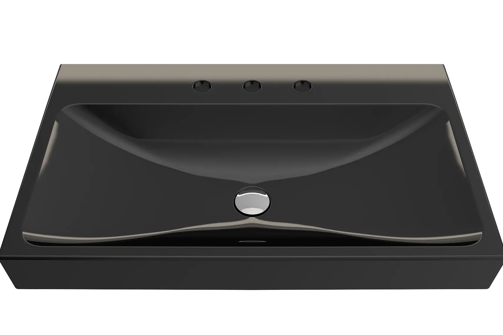 BOCCHI Scala 32" Rectangle Wallmount Fireclay Bathroom Sink, Black, 3 Faucet Hole, 1078-005-0127