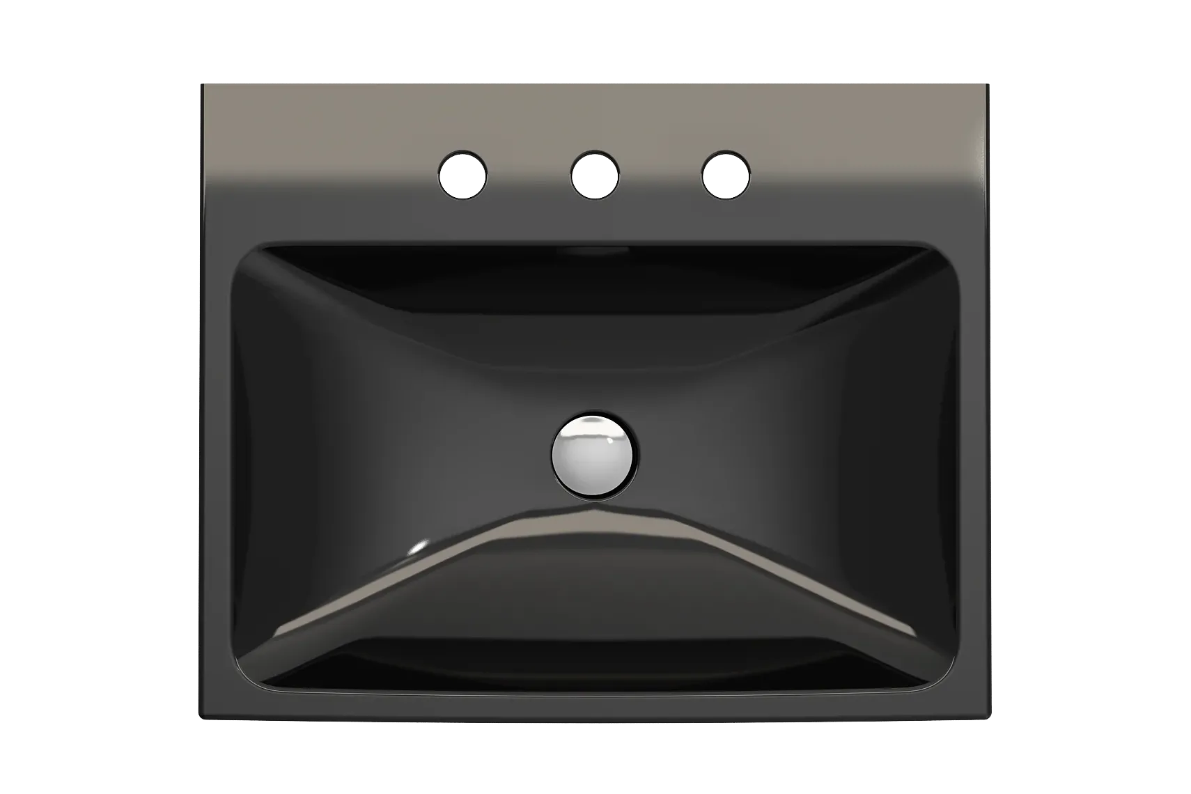BOCCHI Scala 24" Rectangle Wallmount Fireclay Bathroom Sink, Black, 3 Faucet Hole, 1077-005-0127