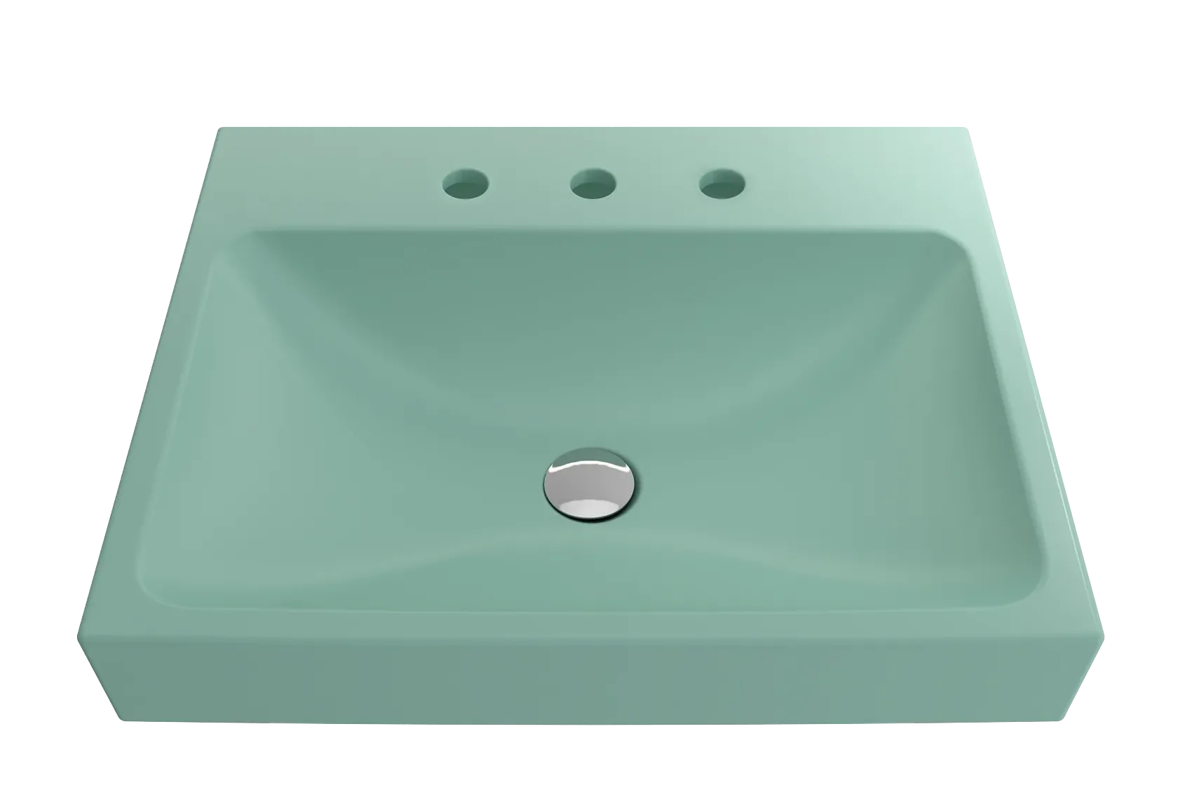 BOCCHI Scala 24" Rectangle Wallmount Fireclay Bathroom Sink, Matte Mint Green, 3 Faucet Hole, 1077-033-0127