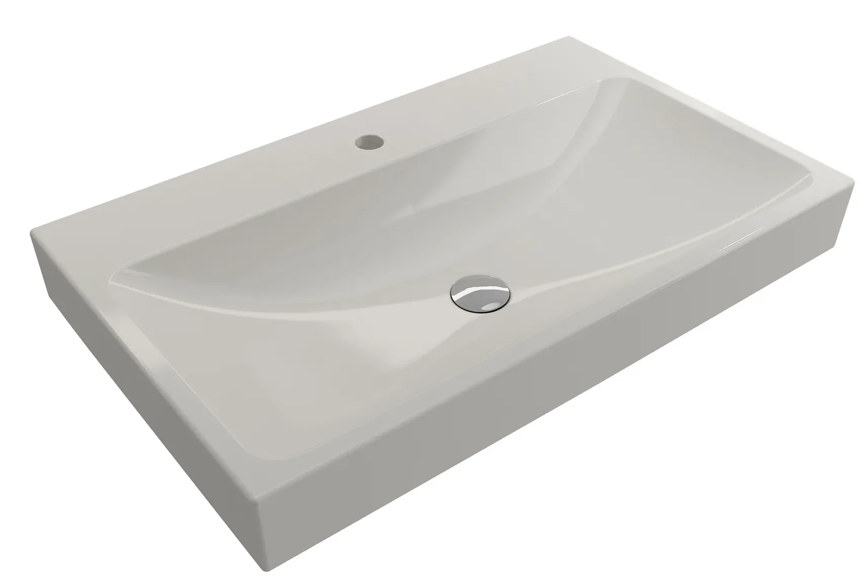 BOCCHI Scala 32" Rectangle Wallmount Fireclay Bathroom Sink, Biscuit, Single Faucet Hole, 1078-014-0126