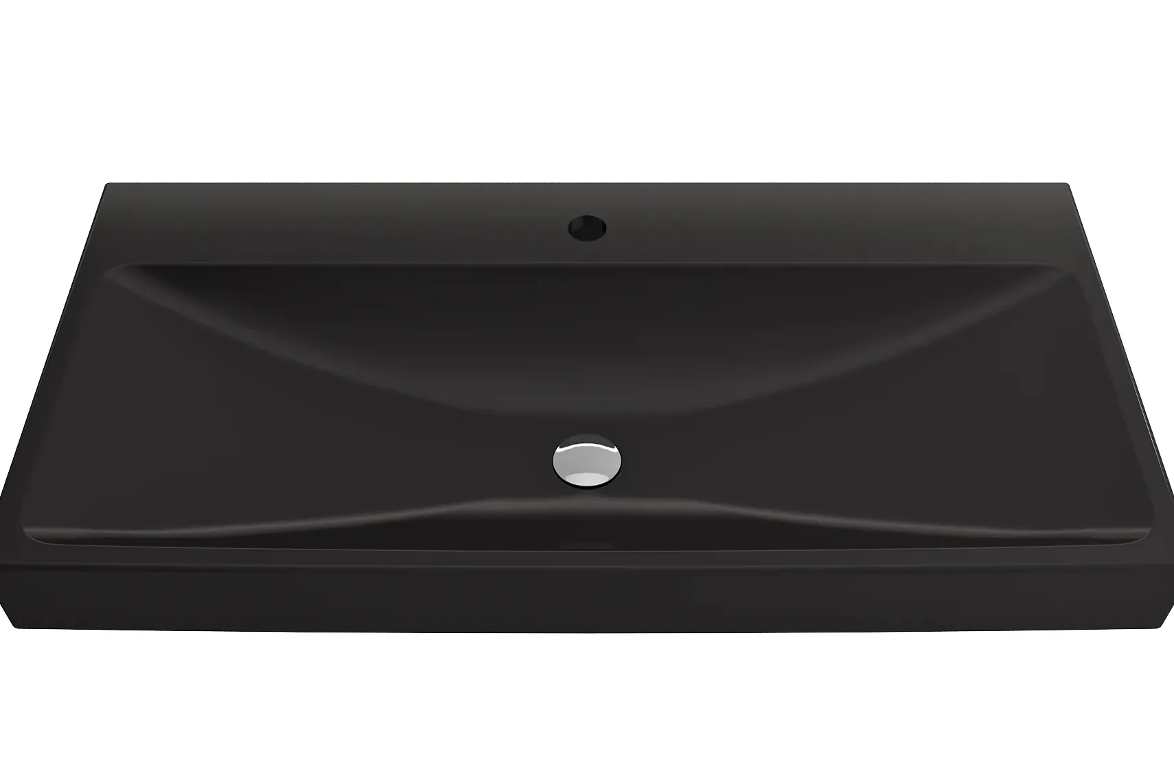 BOCCHI Scala 40" Rectangle Wallmount Fireclay Bathroom Sink, Matte Black, Single Faucet Hole, 1079-004-0126