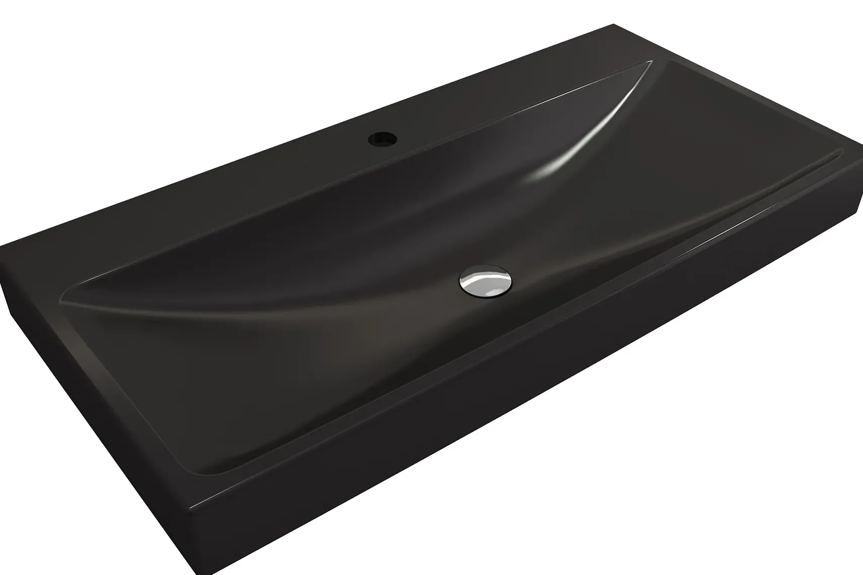 BOCCHI Scala 40" Rectangle Wallmount Fireclay Bathroom Sink, Matte Black, Single Faucet Hole, 1079-004-0126