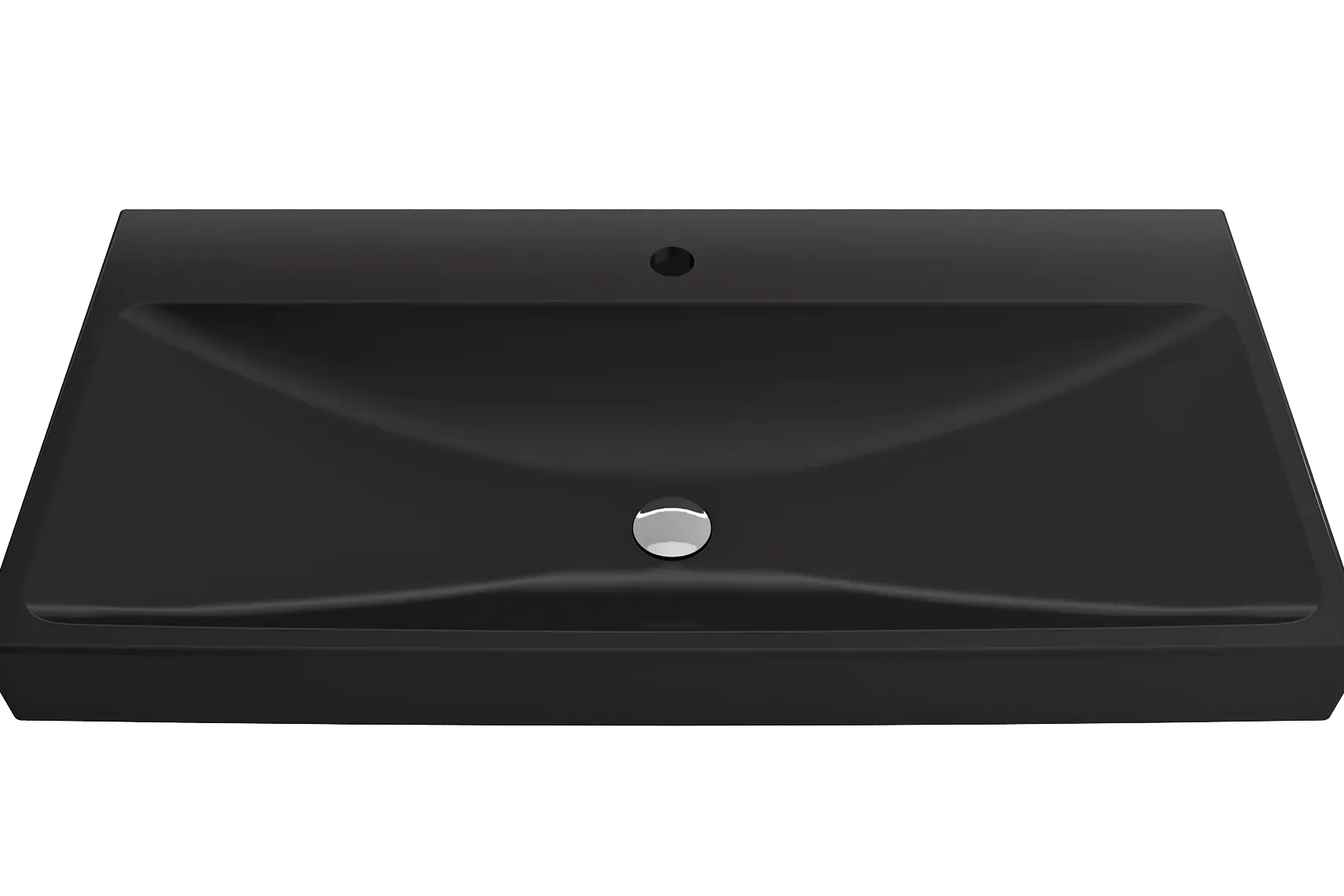 BOCCHI Scala 40" Rectangle Wallmount Fireclay Bathroom Sink, Matte Black, Single Faucet Hole, 1079-004-0126