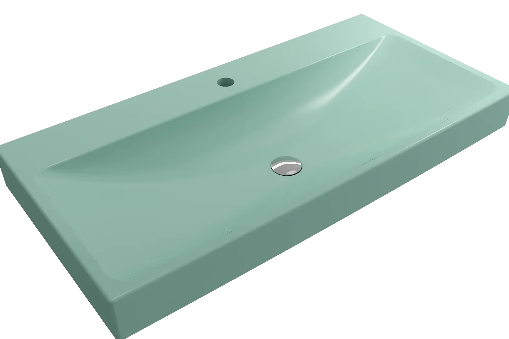BOCCHI Scala 40" Rectangle Wallmount Fireclay Bathroom Sink, Matte Mint Green, Single Faucet Hole, 1079-033-0126