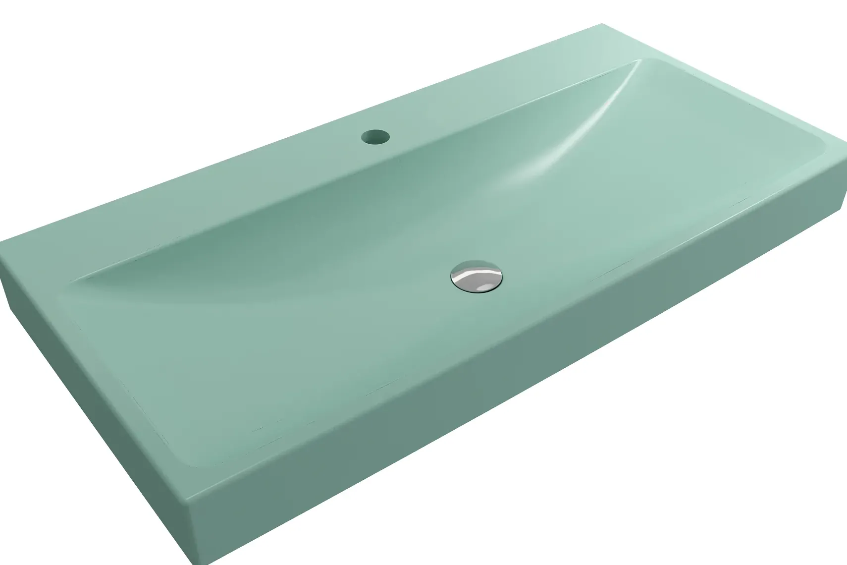 BOCCHI Scala 40" Rectangle Wallmount Fireclay Bathroom Sink, Matte Mint Green, Single Faucet Hole, 1079-033-0126