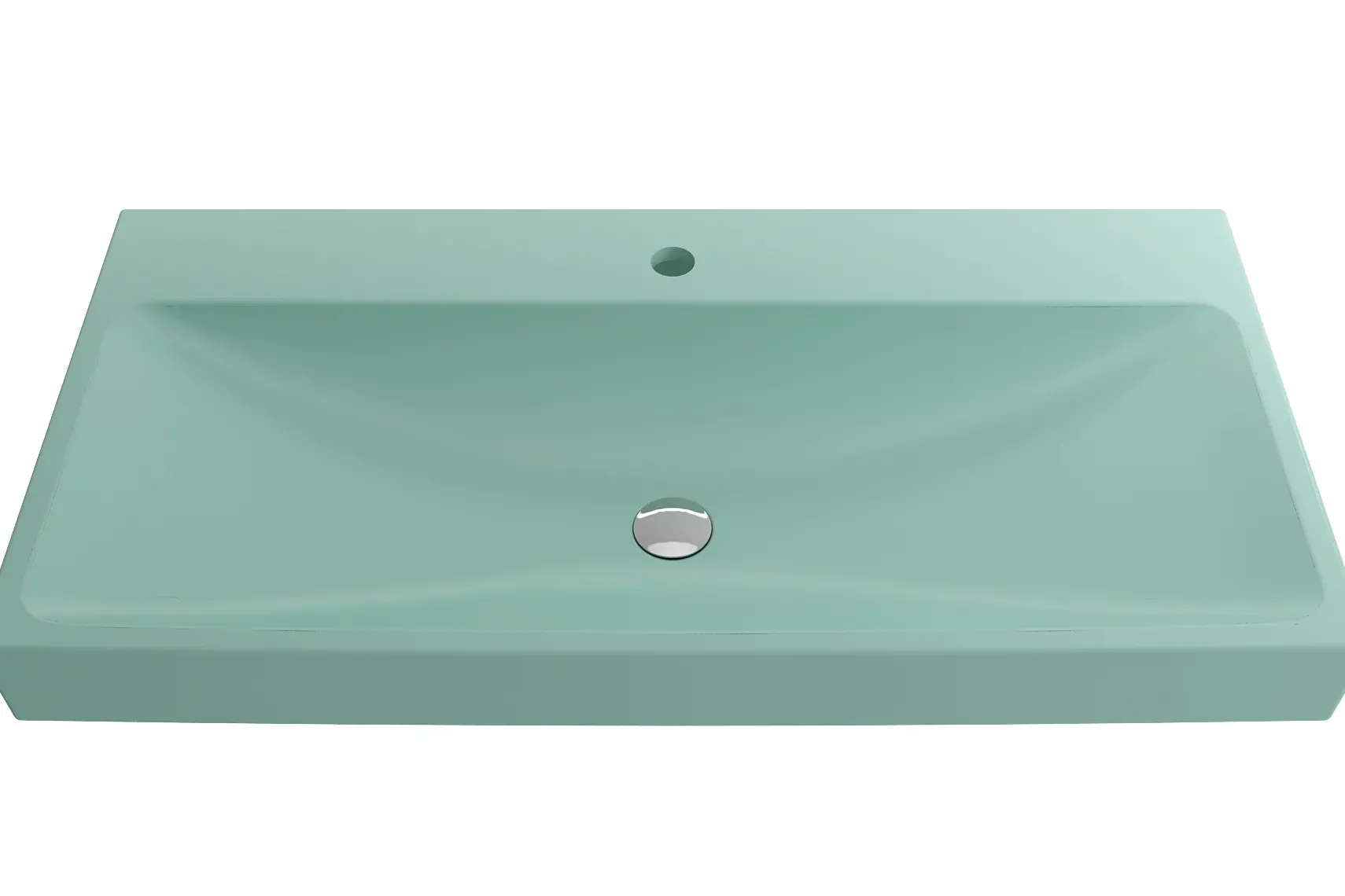 BOCCHI Scala 40" Rectangle Wallmount Fireclay Bathroom Sink, Matte Mint Green, Single Faucet Hole, 1079-033-0126