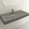 BOCCHI Scala 40" Rectangle Wallmount Fireclay Bathroom Sink, Matte Gray, Single Faucet Hole, 1079-006-0126