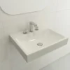 BOCCHI Scala 24" Rectangle Wallmount Fireclay Bathroom Sink, Biscuit, 3 Faucet Hole, 1077-014-0127