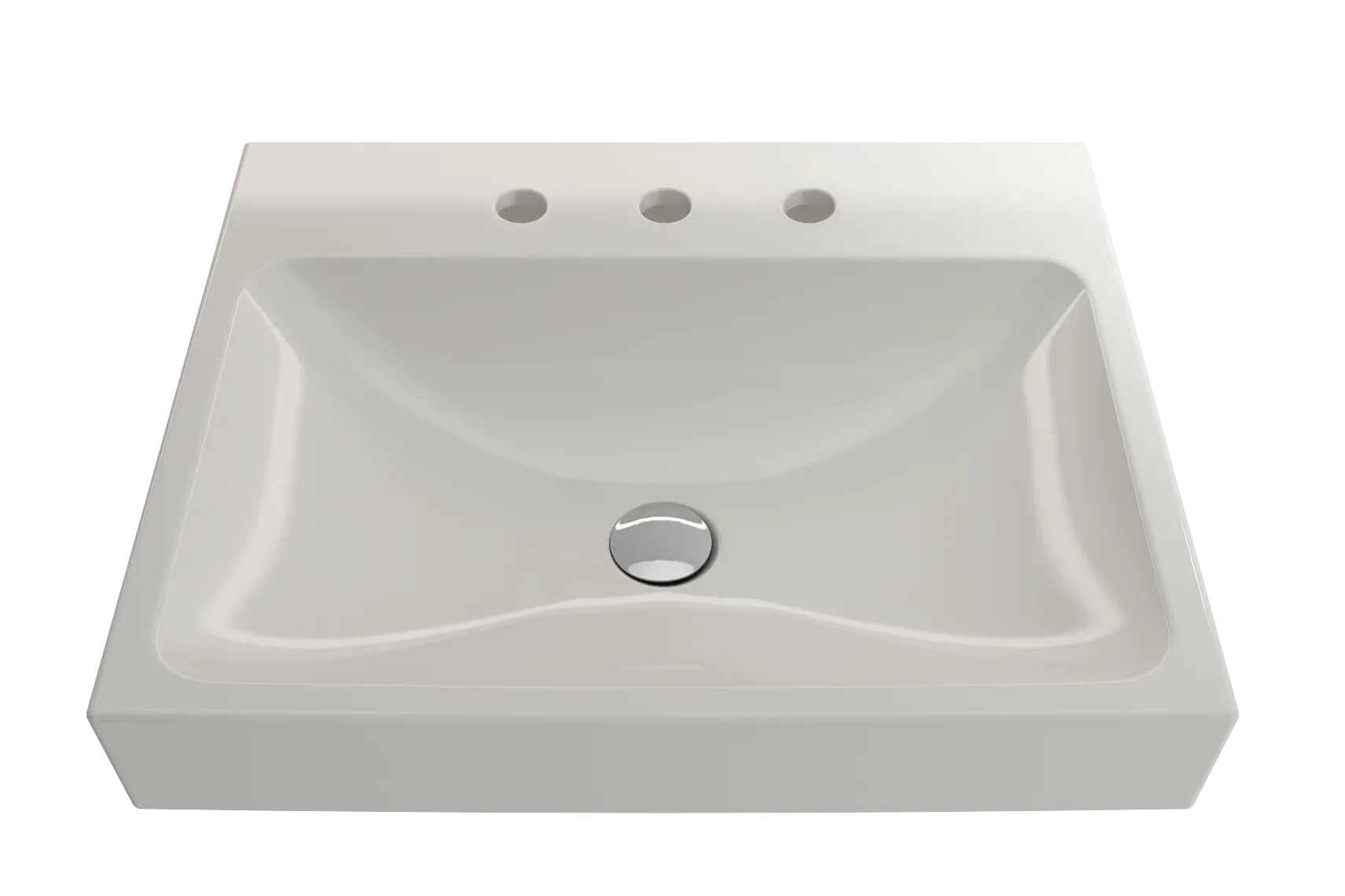 BOCCHI Scala 24" Rectangle Wallmount Fireclay Bathroom Sink, Biscuit, 3 Faucet Hole, 1077-014-0127